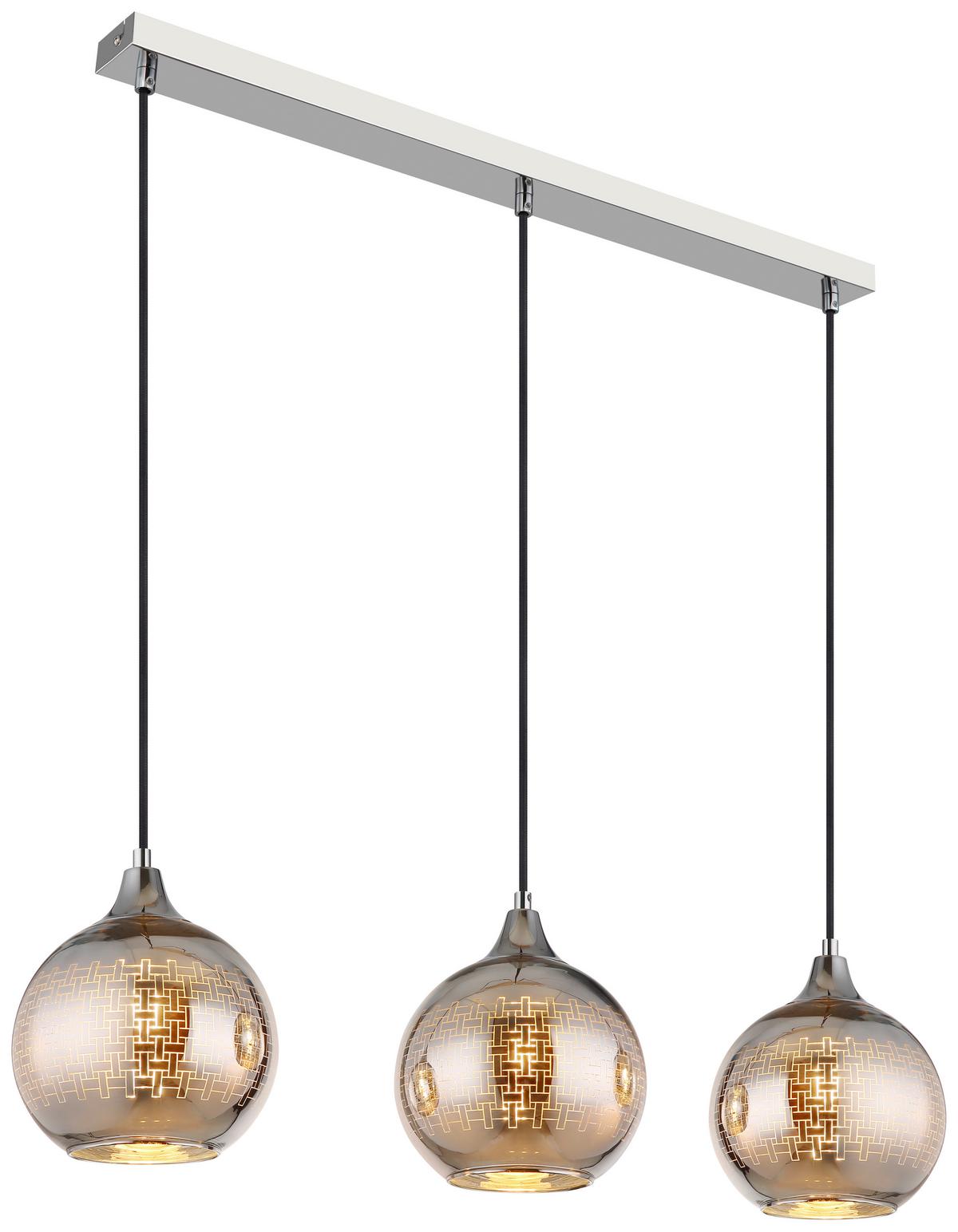 LAMPA WISZĄCA LOTTE - kolor srebrny/kolor chromowy, Design, metal/szkło (86/20/129cm) - Collet's Monde