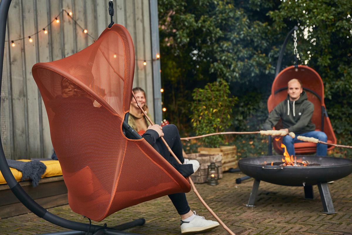 HÄNGESESSEL M90914 - Anthrazit/Rot, KONVENTIONELL, Kunststoff/Textil (123/195/106cm) - Siena Garden