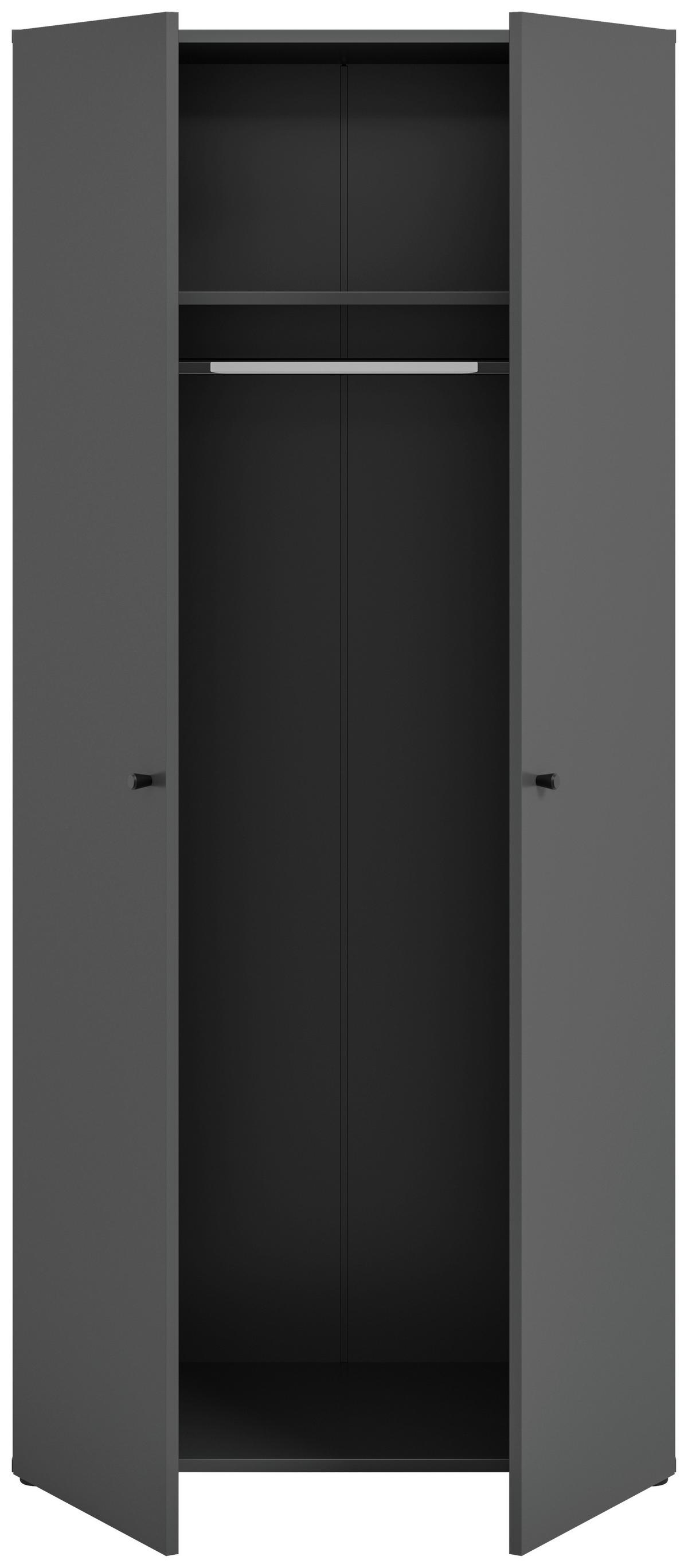 Drehtürenschrank DARWIN ca.80x176x51cm Anthrazit - Anthrazit/Schwarz, MODERN, Holzwerkstoff/Kunststoff (80/176/51cm) - MID.YOU