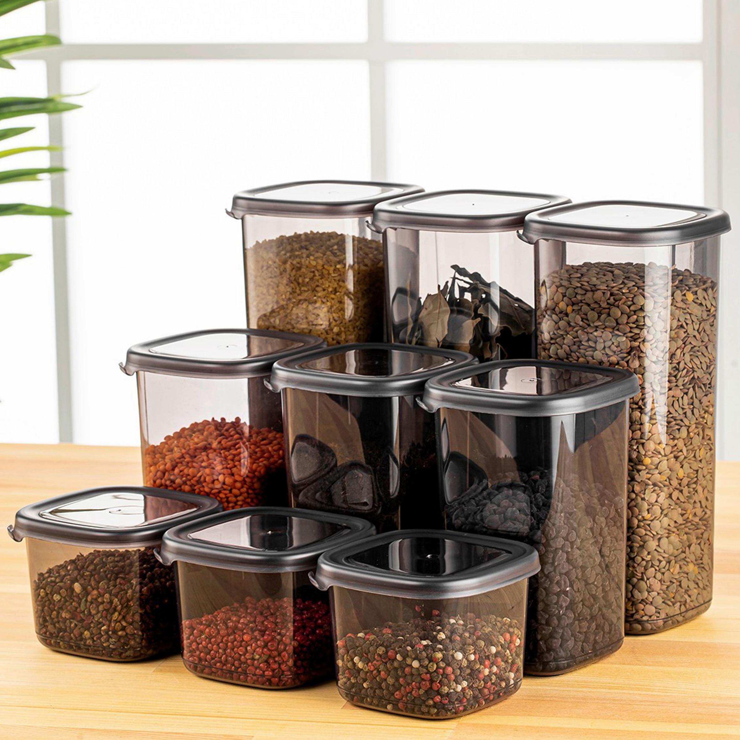 ZESTAW POJEMNIKÓW KUCHENNYCH 3808006901 - antracytowy/przezroczysty, Basics, tworzywo sztuczne (10/10/9,5cm) - P & B