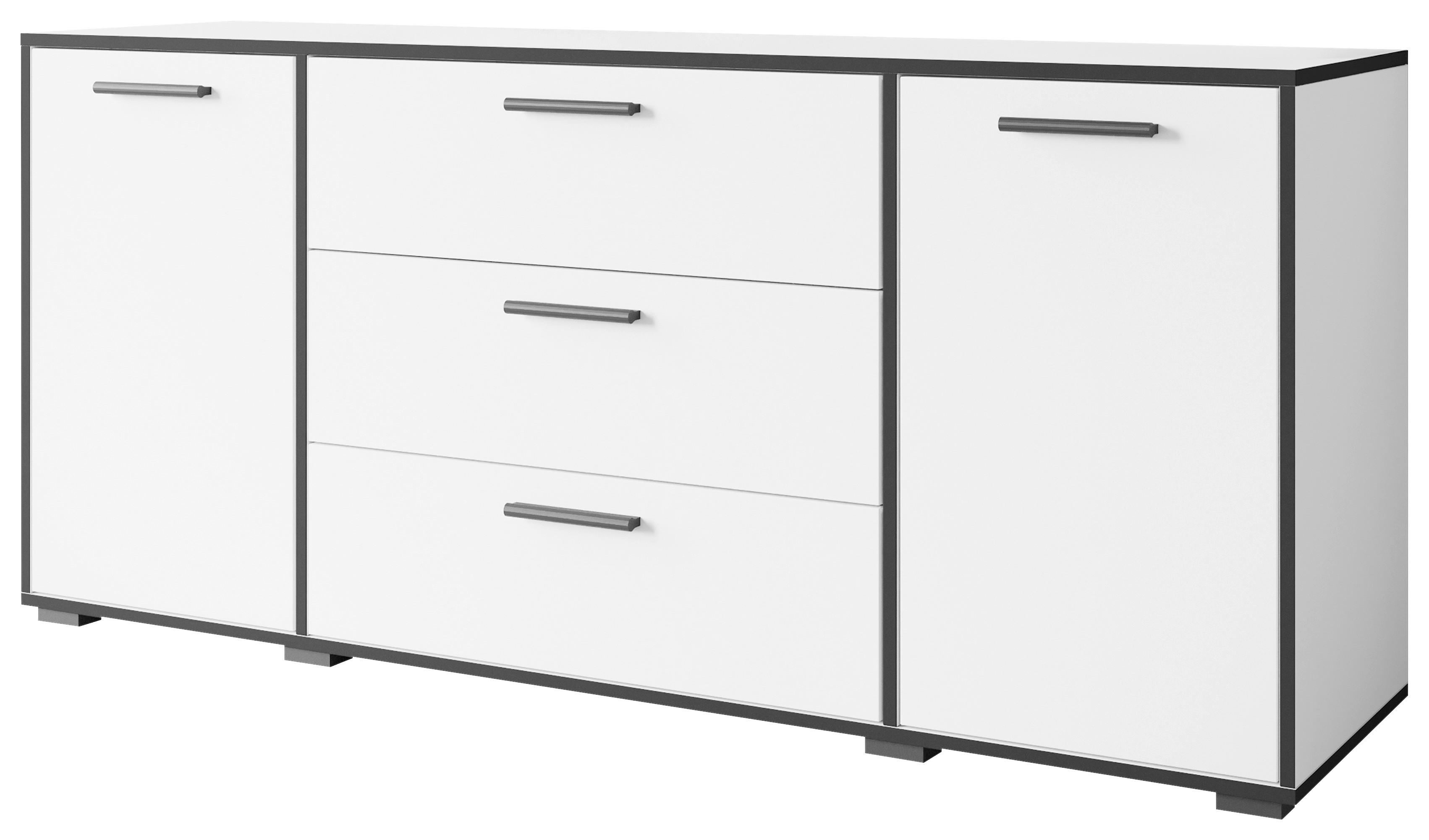 Sideboard Bogota Weiß/Schwarz - Weiß Hochglanz/Graphitfarben, Basics, Holzwerkstoff/Kunststoff (150/68/40cm) - P & B
