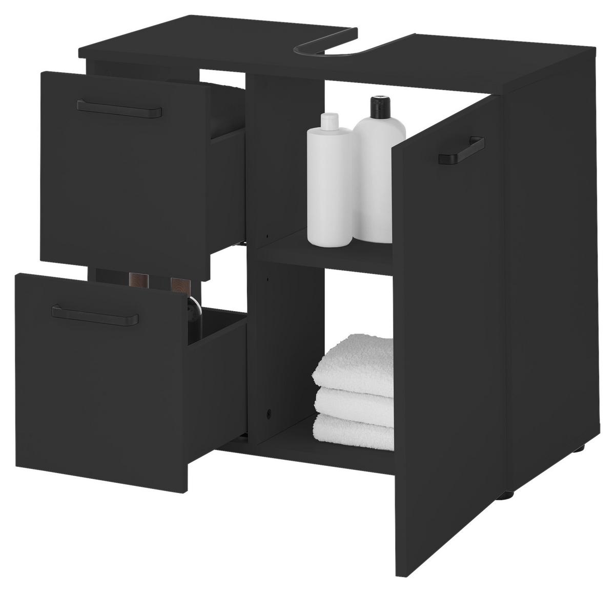 SZAFKA POD UMYWALKĘ VANICE - czarny, Modern, materiał drewnopochodny/tworzywo sztuczne (70/60/35cm) - MID.YOU