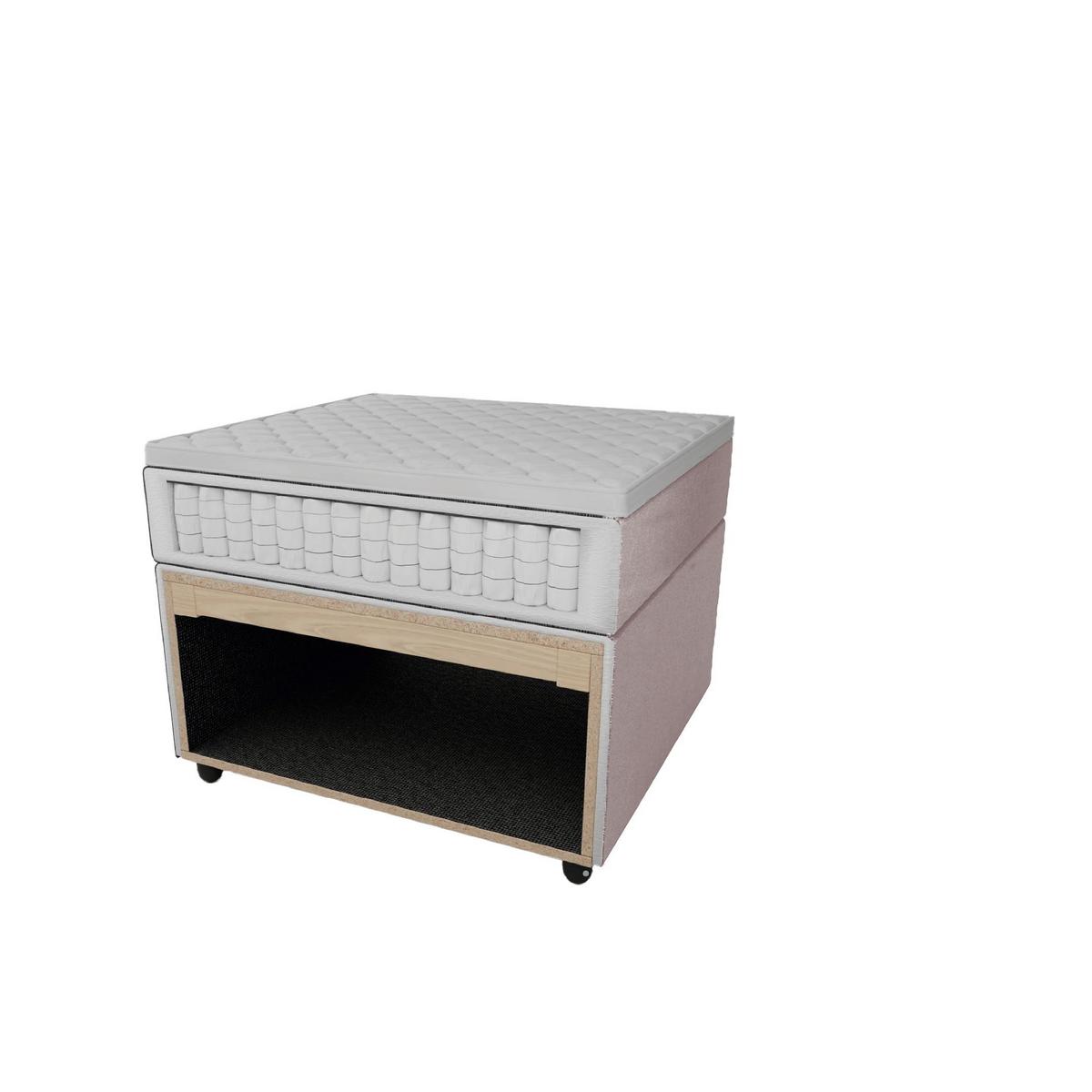 Boxbett Melina ca. 140x200cm Beige mit Topper - Beige/Schwarz, MODERN, Holz/Kunststoff (140/200cm) - Bessagi Home