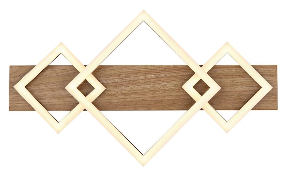 LED-DECKENLEUCHTE 67330-24 BEATRIX I - Dunkelbraun/Opal, Natur, Holzwerkstoff/Kunststoff (52/46,7/6cm) - Globo