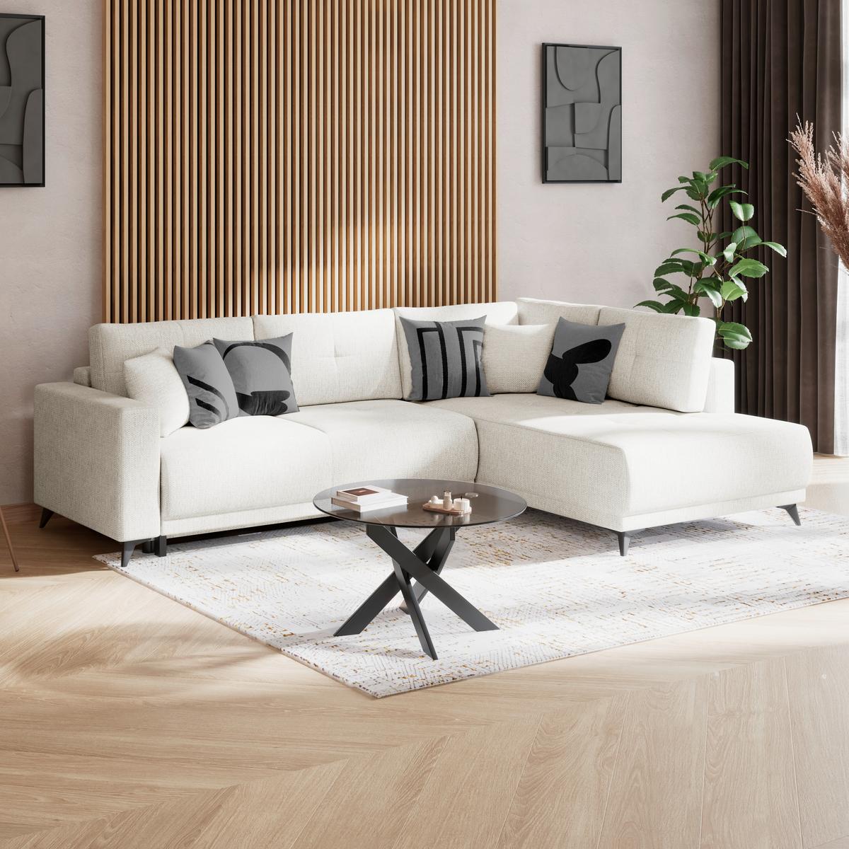 Kutna Garnitura Texas - crna/krem, Konvencionalno, drvo (259/203cm)