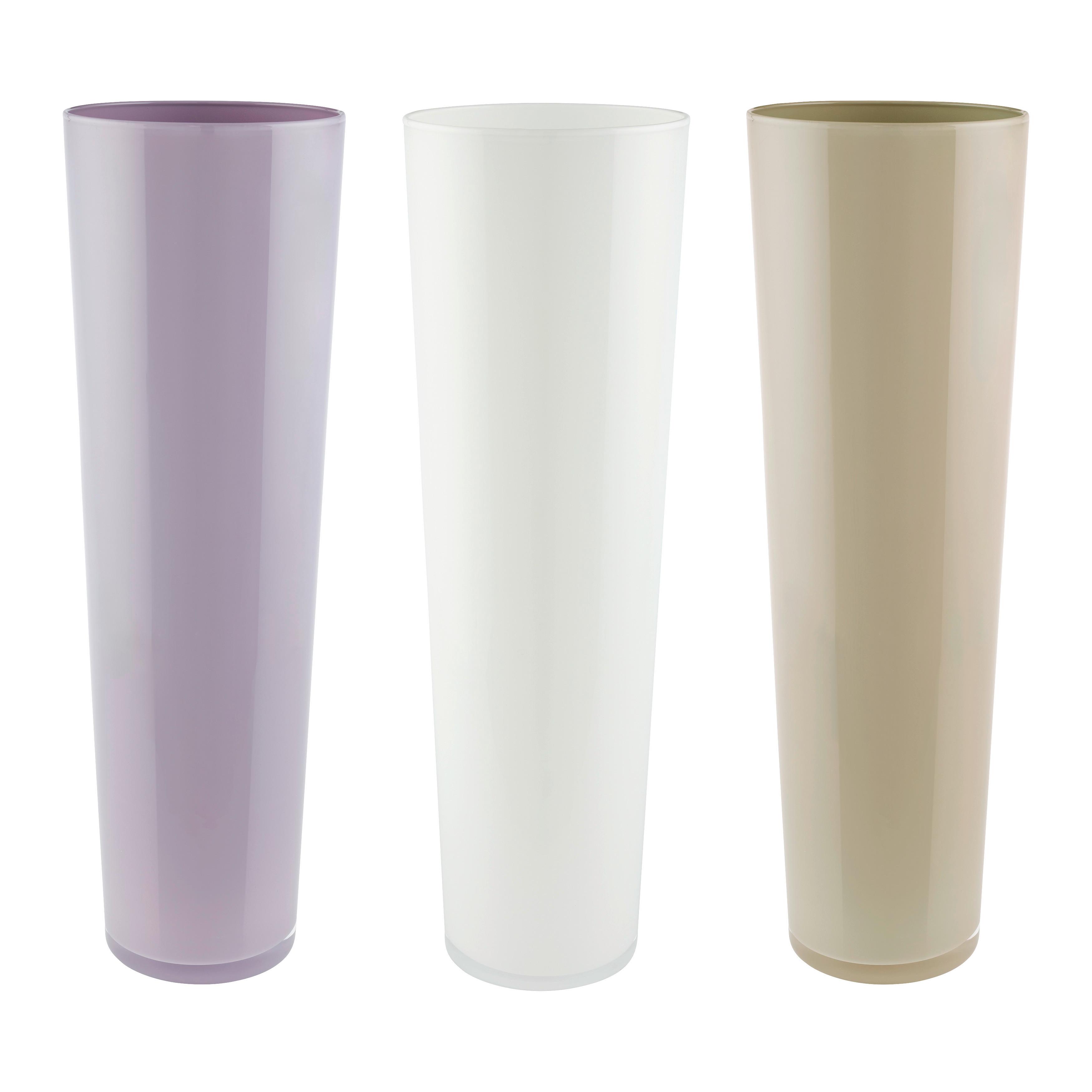 VASE LORETTA - Weiss/Beige, Konventionell, Glas (17/50cm) - Mömax