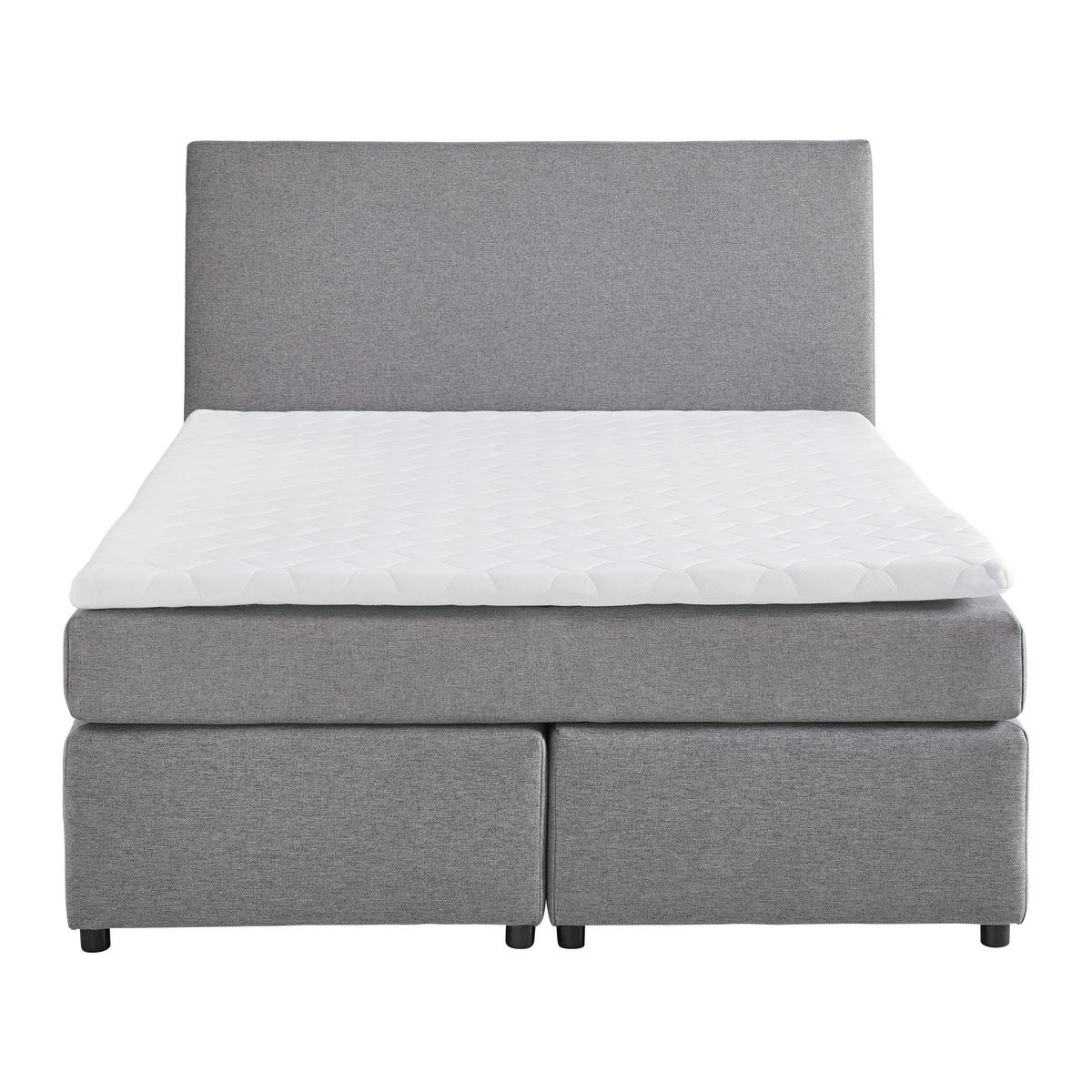 Boxspring Ágy Szürke Florinda - szürke, Modern, textil/fa (140/200cm) - Bessagi Home