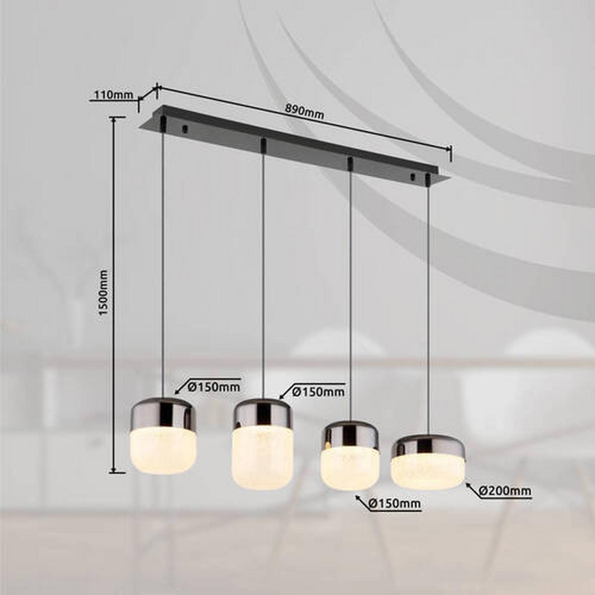 LED-Hängeleuchte Cristallica Graphitfarben max. 40 Watt - Klar/Graphitfarben, Design, Glas/Metall (99/20cm) - Globo