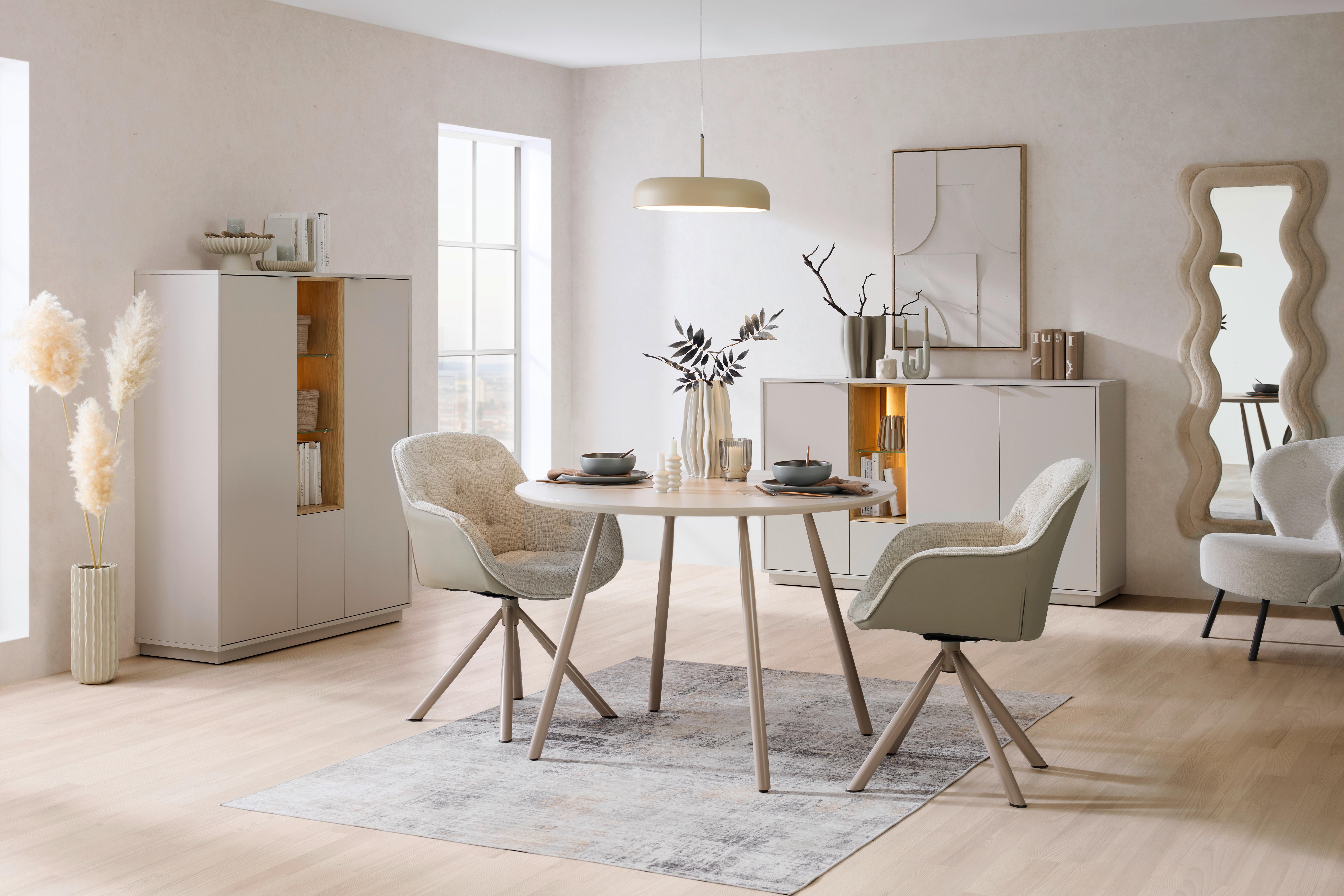 MATBORD MILAN - beige/grå, Lifestyle, metall/trämaterial (110/75cm) - Mömax