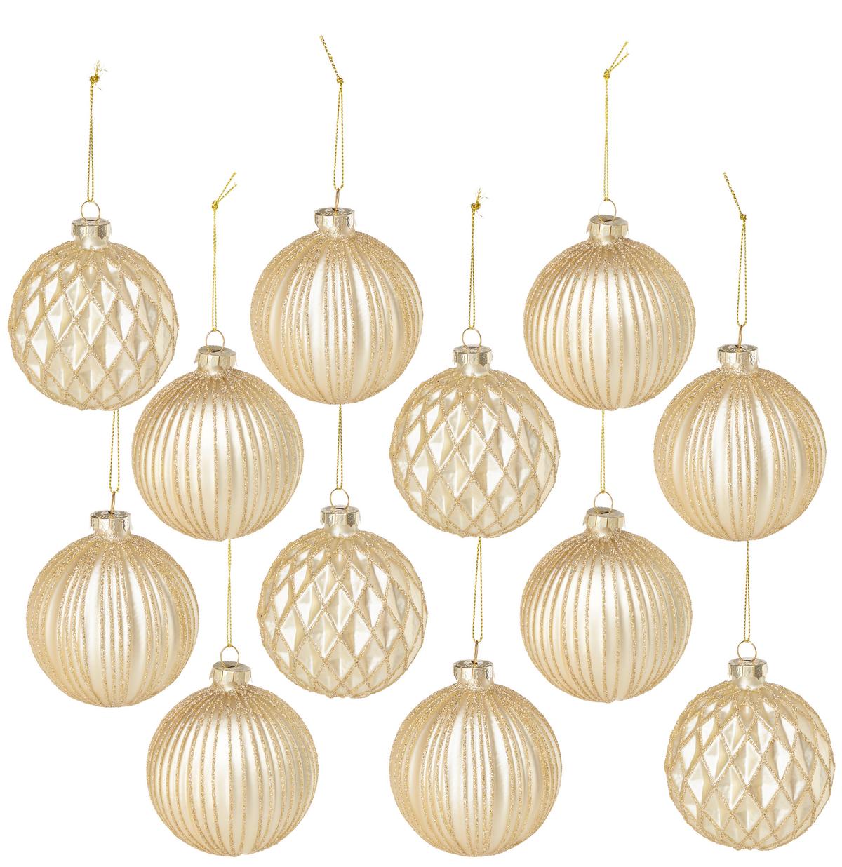 Christbaumkugel-Set Miracle in Goldfarben, 12 Stück - Goldfarben, Glas/Textil (8cm) - Mömax