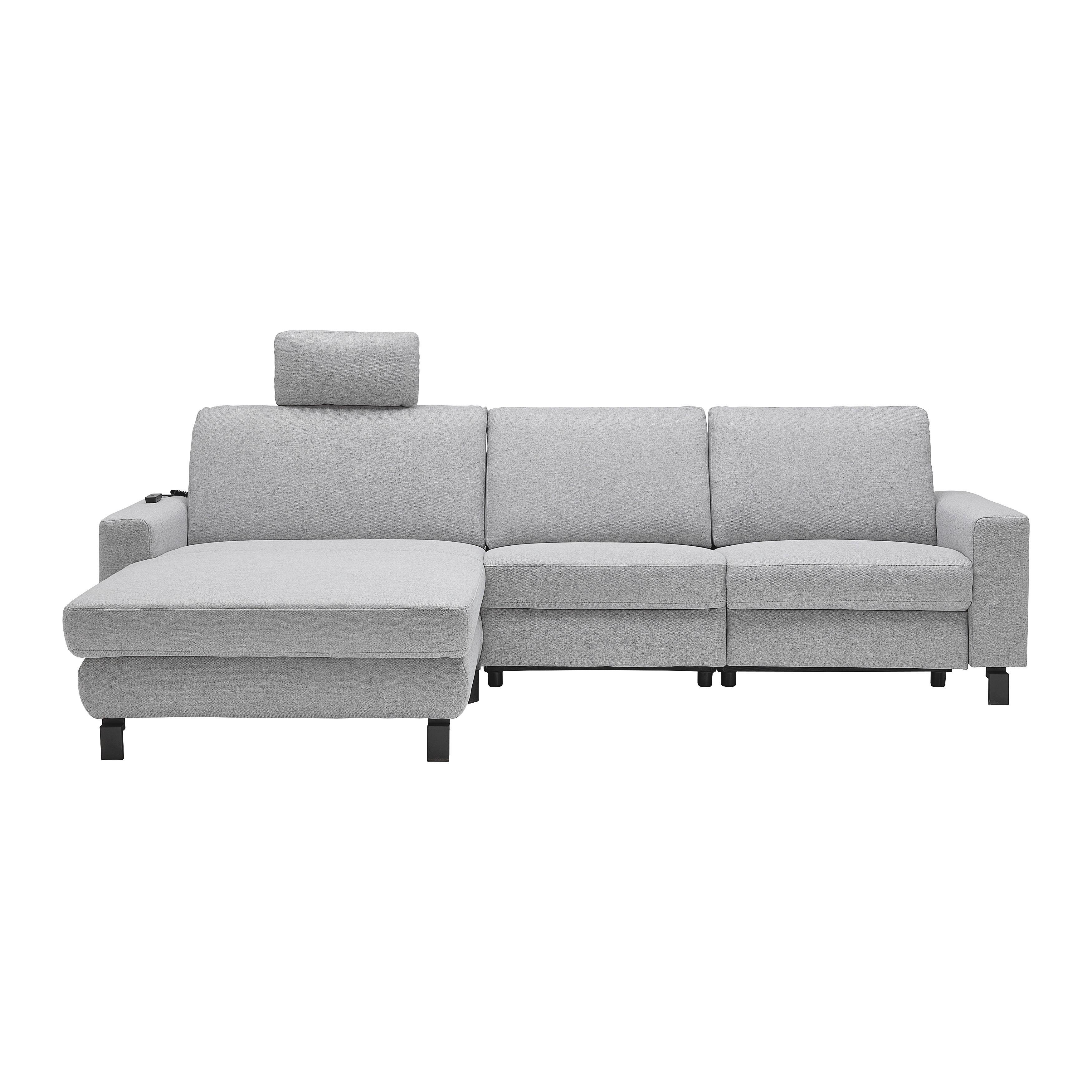 Wohnlandschaft Corvara Plus Grau - Schwarz/Grau, Modern, Textil/Metall (286/91/187cm) - Premium Living