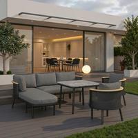 Dining-Loungeset Lissa Dunkelg Outdoorstoff/Metall/Polywood - Dunkelgrau/Schwarz, MODERN, Kunststoff/Textil - Bessagi Garden