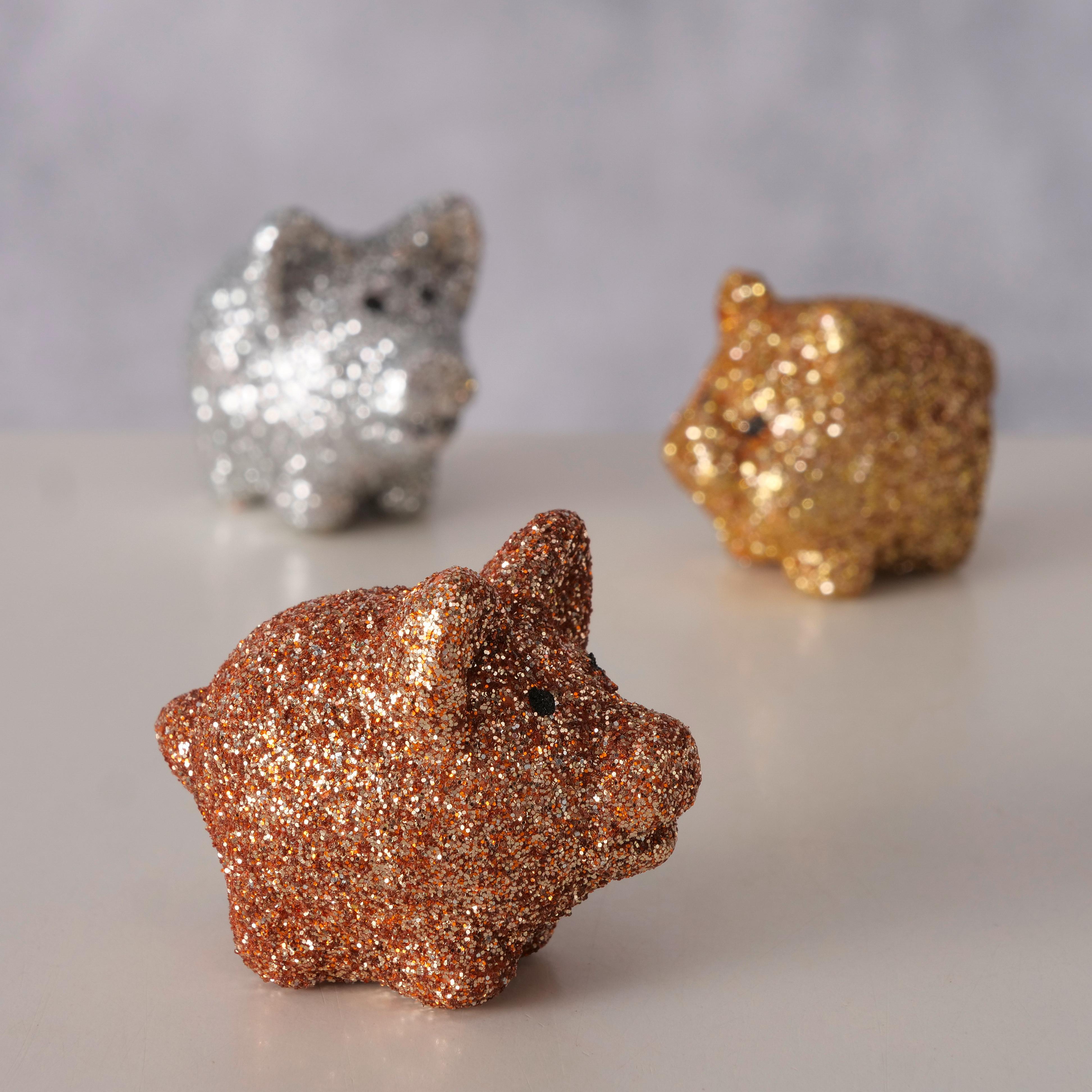 Dekoschwein Piggy diverse Farben - Silberfarben/Roségold, KONVENTIONELL, Keramik (2,5/4/3cm) - Mömax