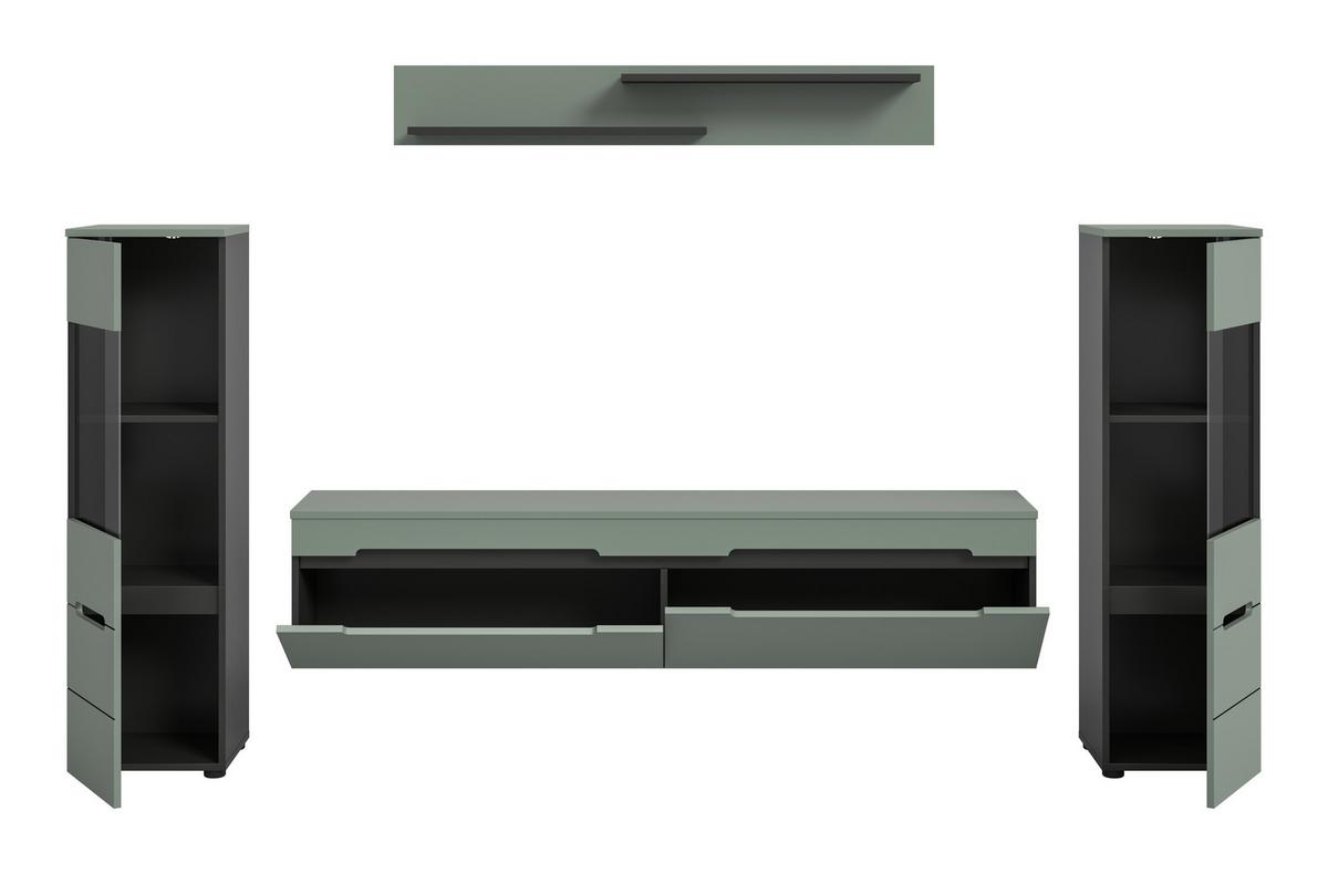 Dnevni Regal Canu, Sivozelena, 4-Delni - črna, Design, umetna masa/leseni material (272/141/33cm) - Livetastic