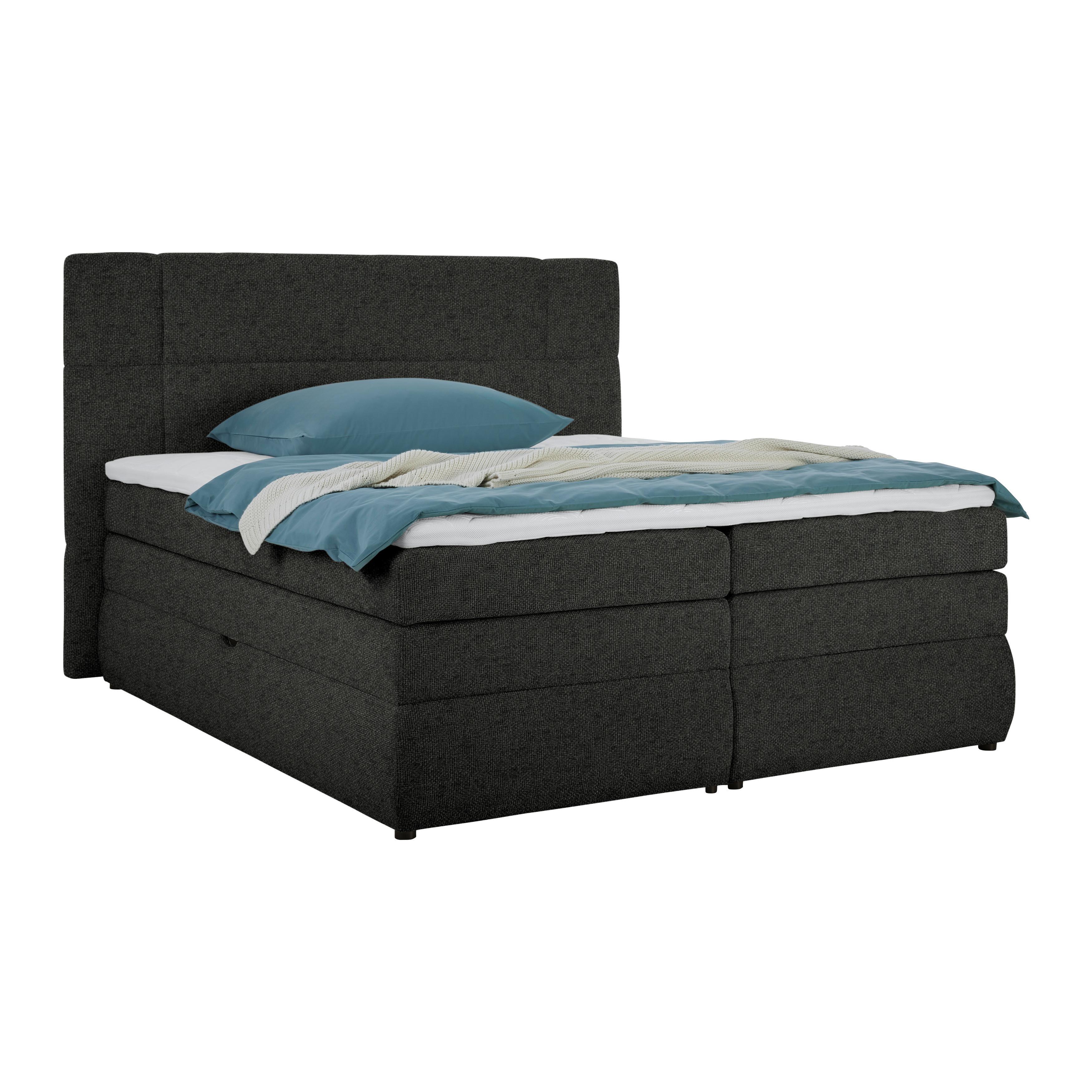 PAT BOXSPRING PALACE - negru, Konventionell, textil (180/200cm) - Premium Living