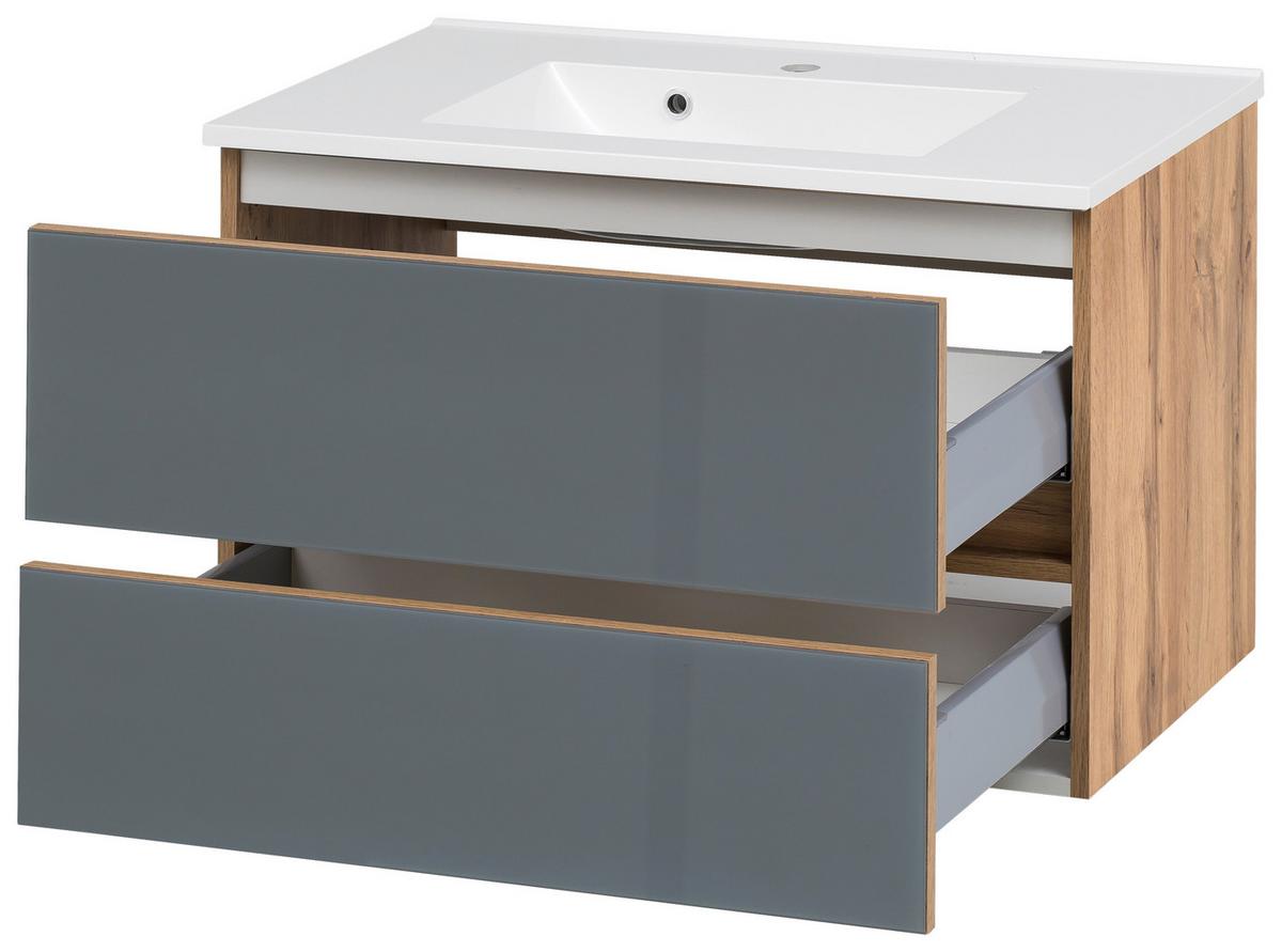 BADEZIMMER HELSINKI - Eichefarben/Weiß, KONVENTIONELL, Glas/Holzwerkstoff (120cm) - Held