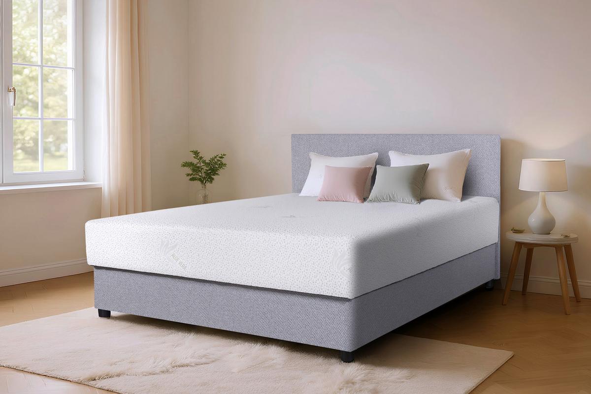 Kárpitozott Ágy Spina - szürkésbézs, Konventionell, faalapú anyag/textil (140/200cm)
