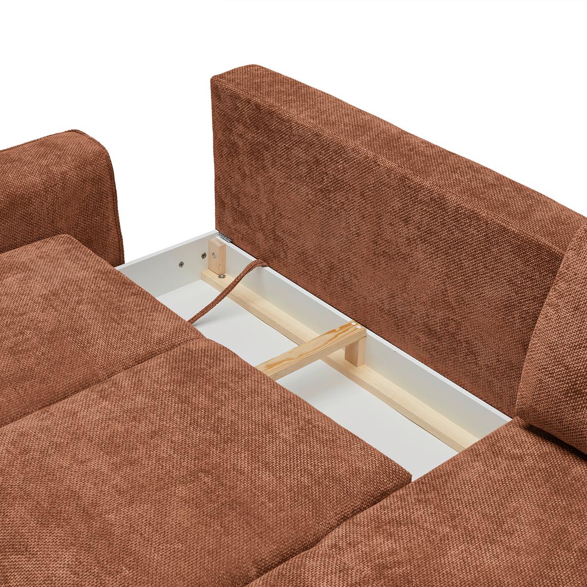 Ecksofa Custom Terracotta - Terracotta/Schwarz, MODERN, Textil/Metall (255/164cm) - Mömax