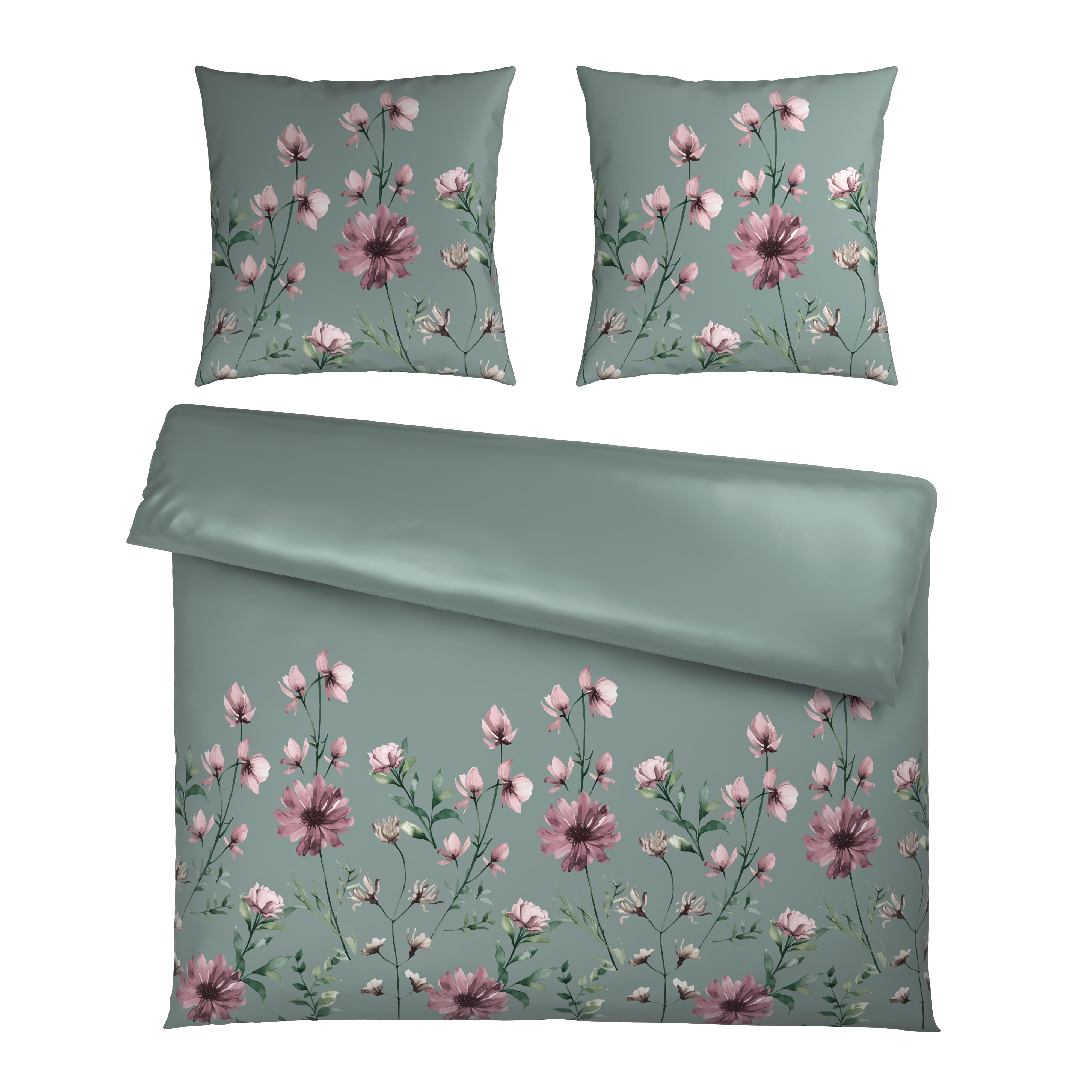 Bettwäsche Wiese XXL Grün ca. 200x200cm - Grau, KONVENTIONELL, Textil (200/200cm) - Mömax