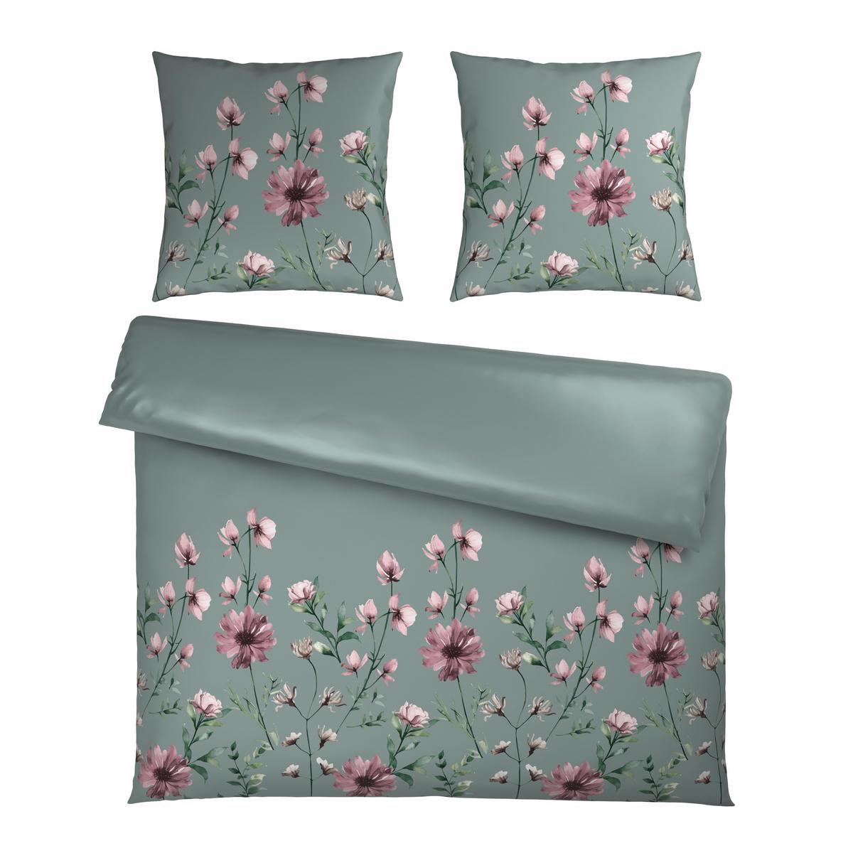 Bettwäsche Wiese XXL Grün ca. 200x200cm - Grau, KONVENTIONELL, Textil (200/200cm) - Mömax