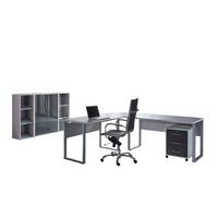 Büro Office Edition Set 2 Grau - Anthrazit Hochglanz/Grau, MODERN, Holzwerkstoff - MID.YOU