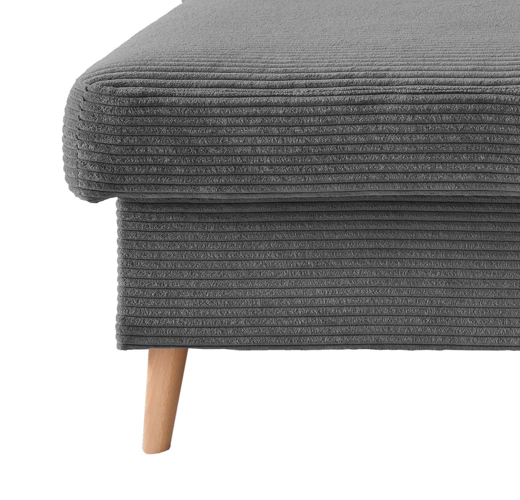 Ecksofa Valentina Grau Cord - Naturfarben/Grau, Design, Holz/Textil (150/228cm) - P & B