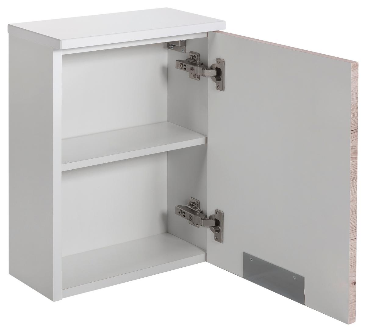 Oberschrank "Mars" , weiß - Chromfarben/Eichefarben, MODERN, Holzwerkstoff/Metall (33,0/46,5/16,5cm) - MID.YOU