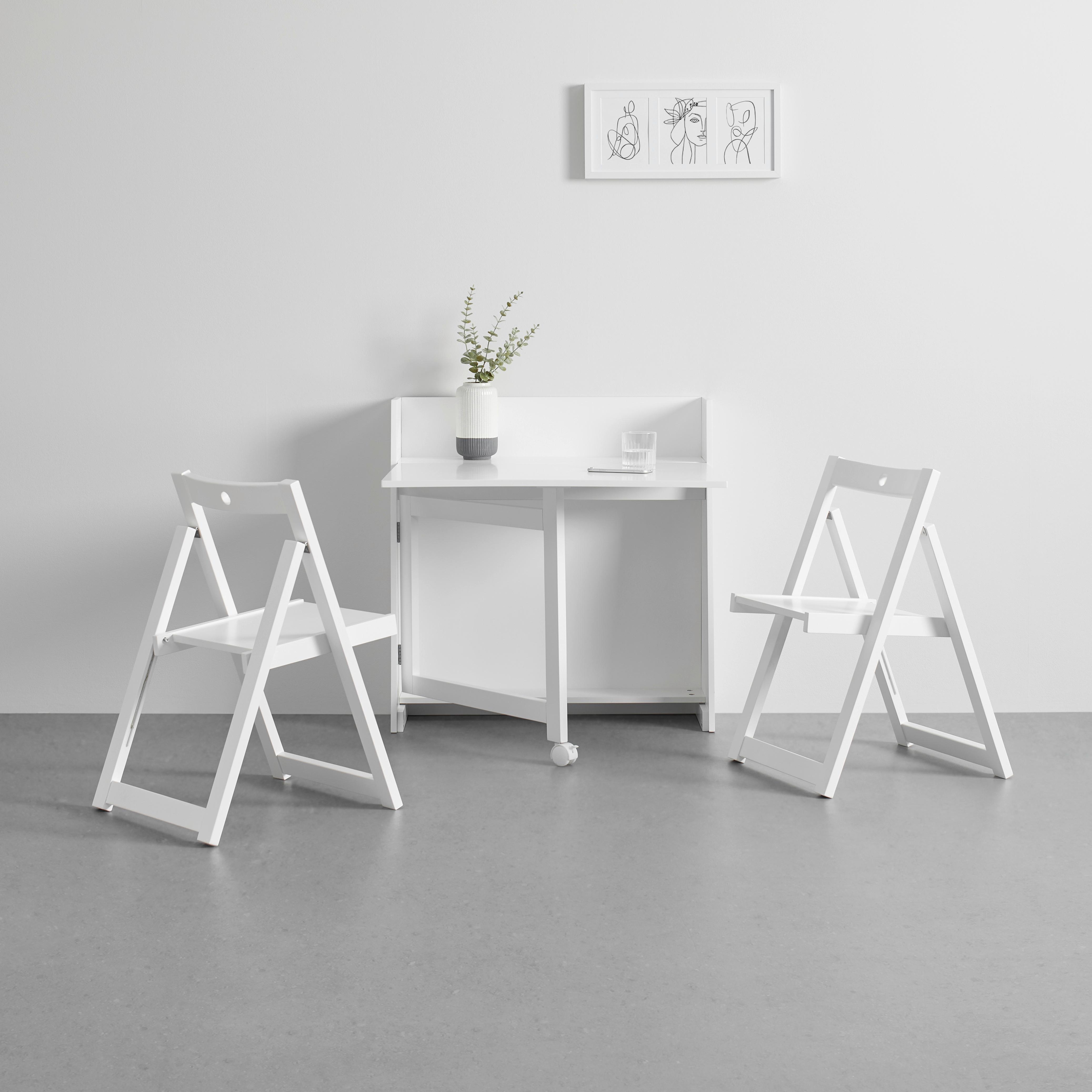 Sitzgruppe Holz Theo Weiß, klappbar ca. 85x83cm - Weiß, MODERN, Holz/Holzwerkstoff (85/83/85cm) - Bessagi Home