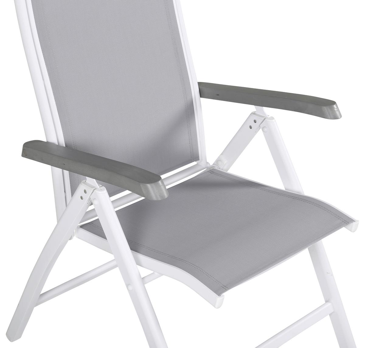 Gartensessel-2er Set Albany ca. 60x110x60 cm Weiß/Grau - Weiß/Grau, KONVENTIONELL, Metall (60/110/60cm) - Gardenson