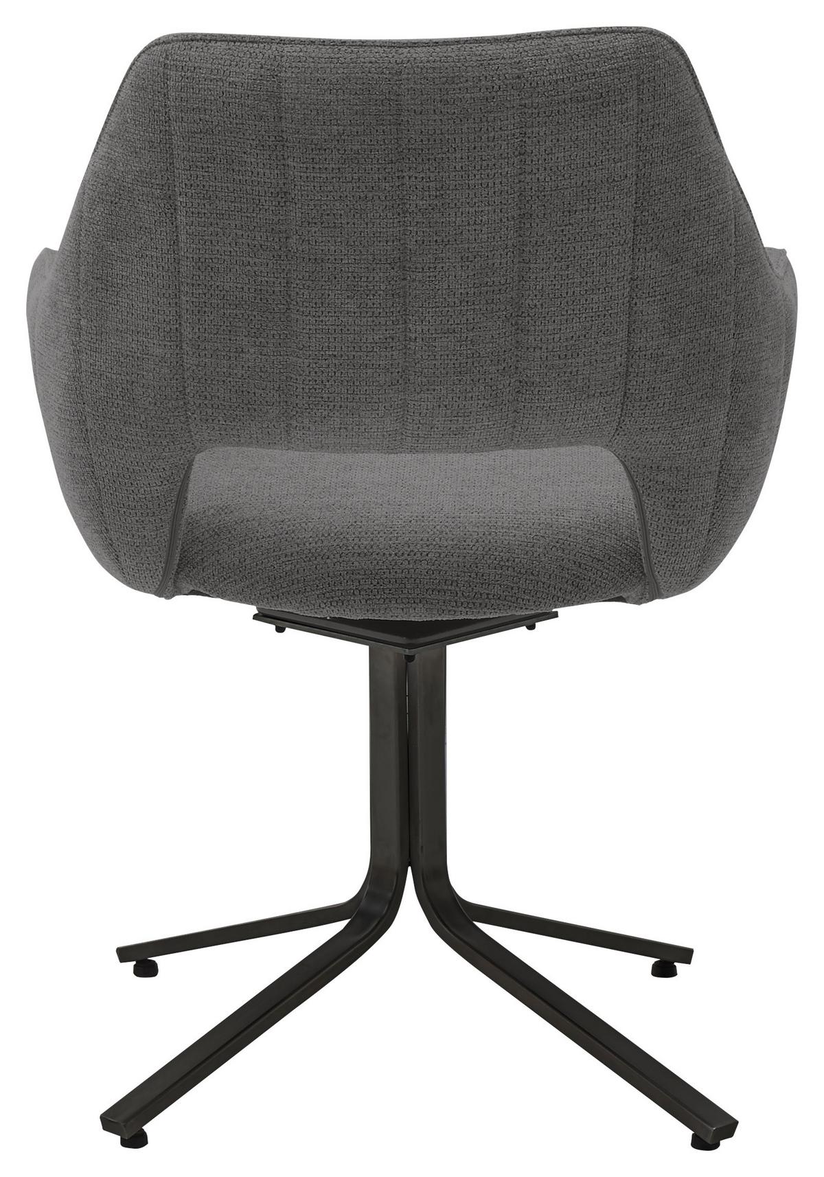 Armlehnstuhl Bacares in Anthrazit - Anthrazit/Schwarz, MODERN, Textil/Metall (62/88/63cm) - Premium Living