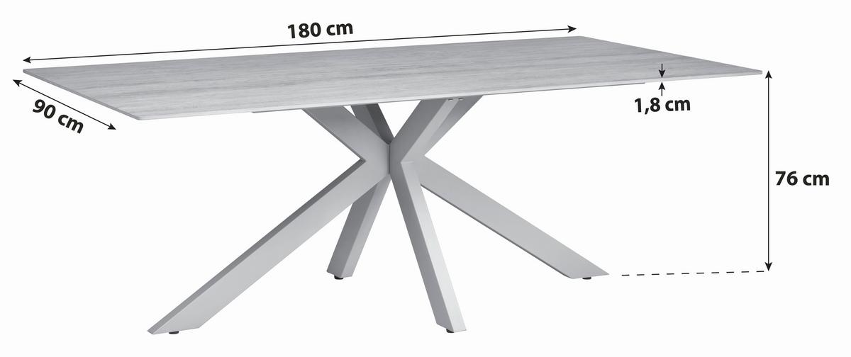 Jedilna Miza Logan, Bež, 180x90 - bež, Konvencionalno, kovina/keramika (180/90/76cm) - P & B