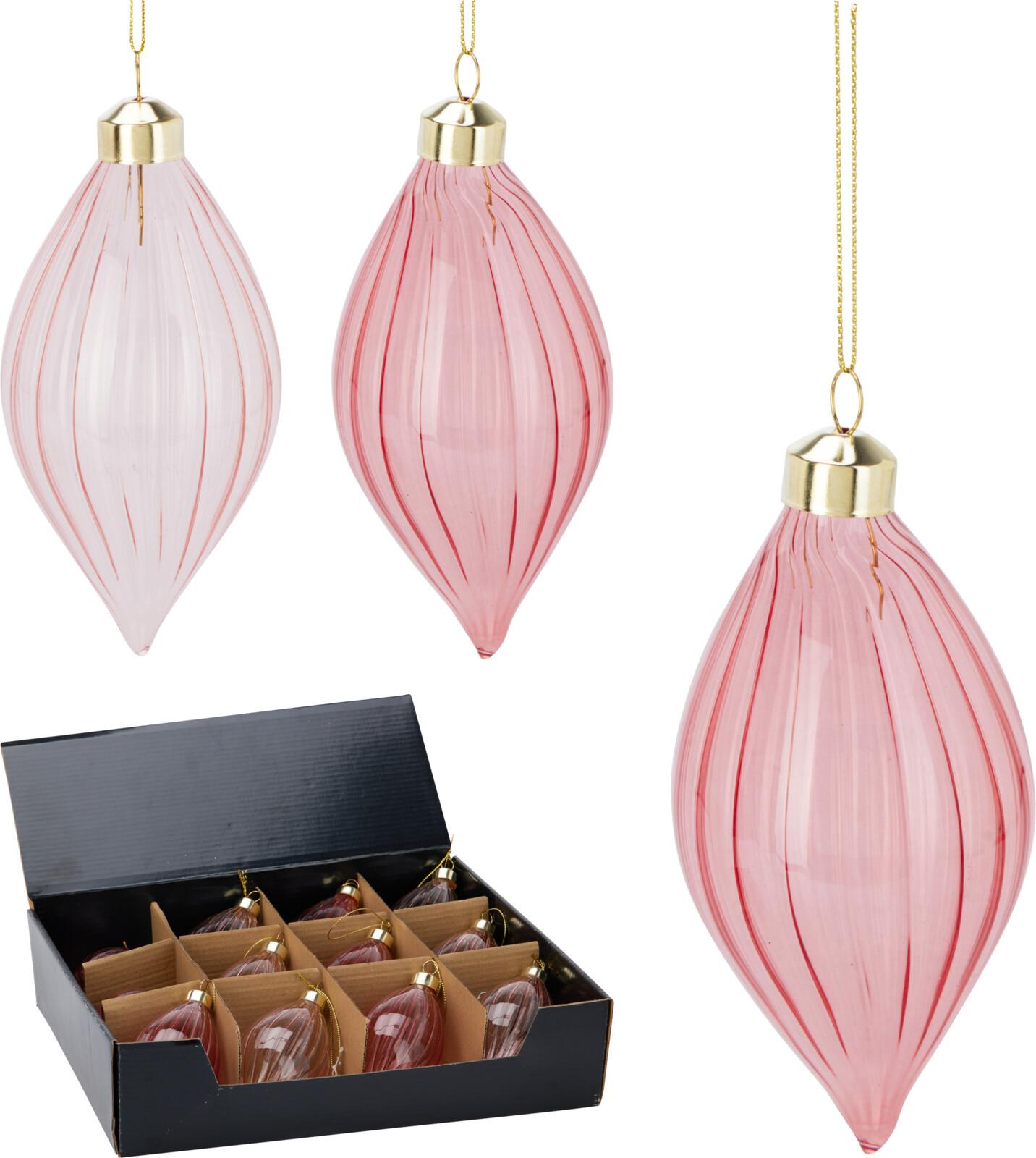 Glob de Crăciun din sticlă cca. 6x12 cm Roze - roz, Basics, sticlă (6cm)