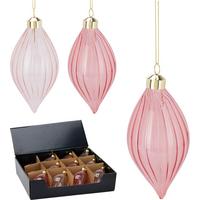 Glob de Crăciun din sticlă cca. 6x12 cm Roze - roz, Basics, sticlă (6cm)