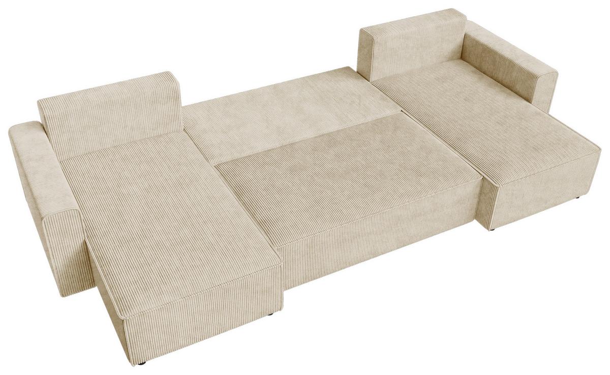 DUŻY NAROŻNIK AMBRO U - kremowy/czarny, Konventionell, tworzywo sztuczne/tkanina (140/305/140cm) - Carryhome