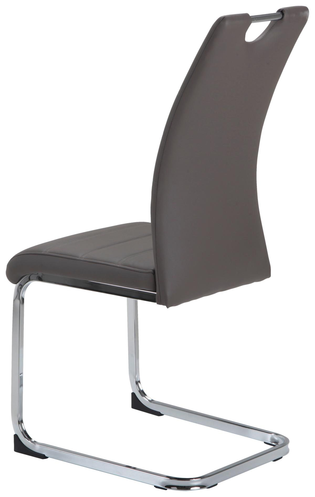 KRZESŁO NA PŁOZIE LEANDER - taupe/kolor chromowy, Design, metal/tkanina (42/99/56cm) - P & B