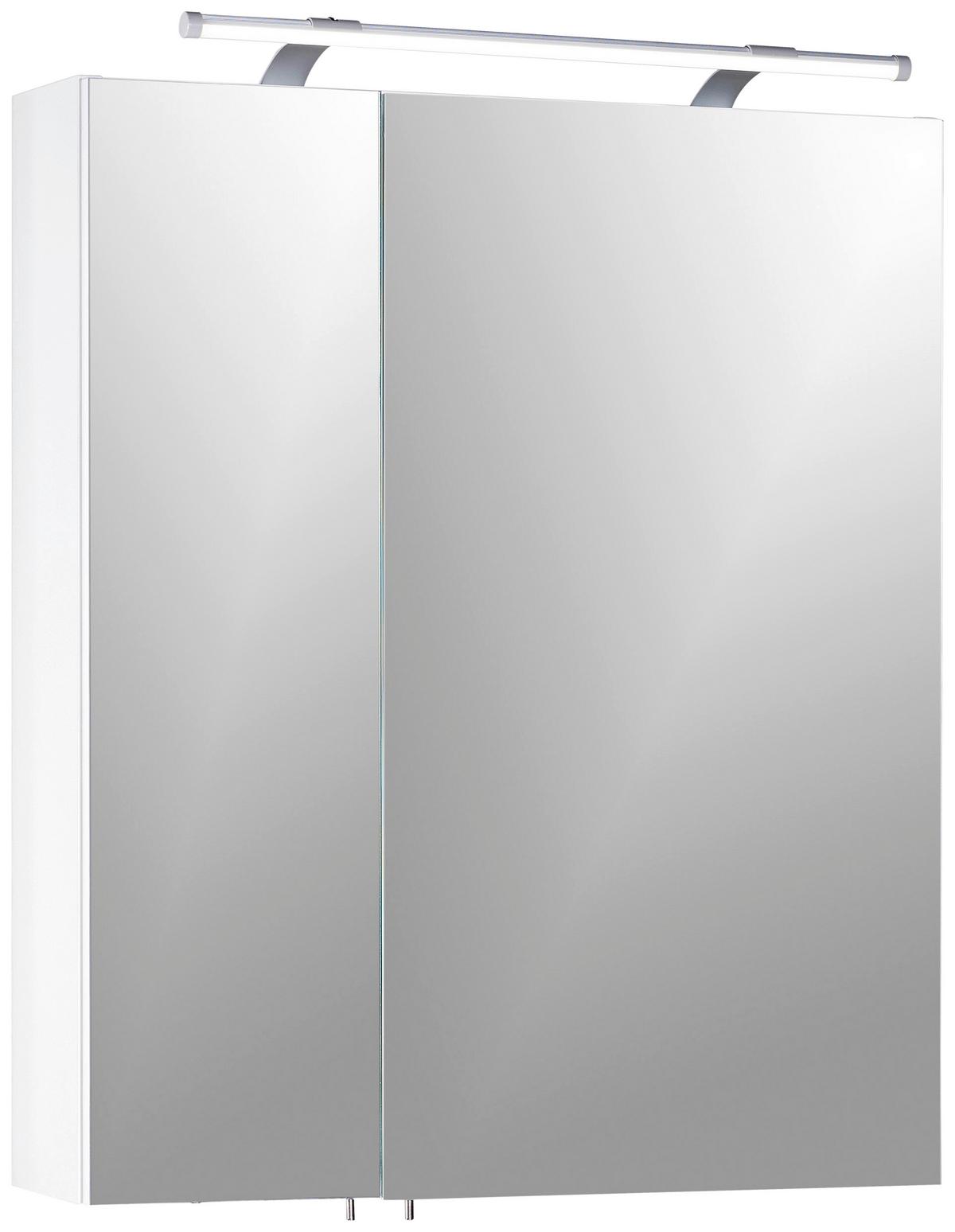 Spiegelschrank Dorina 600 mit LED Weiß - Silberfarben, MODERN, Glas/Holzwerkstoff (60/75,7/16cm) - MID.YOU