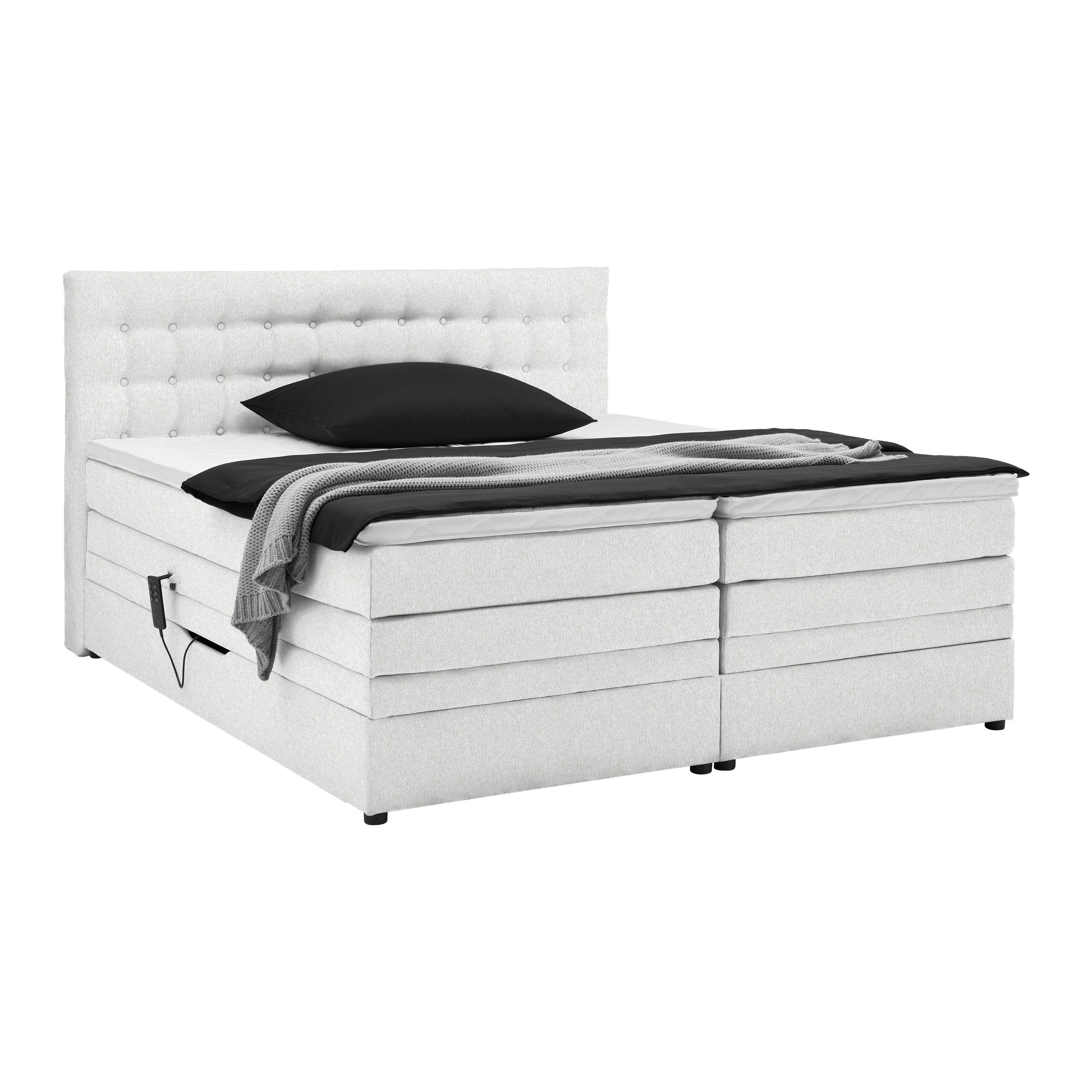 Boxspringbett Luzern Beige ca. 180x200cm - Beige/Schwarz, KONVENTIONELL, Kunststoff/Textil (180/200cm) - Premium Living
