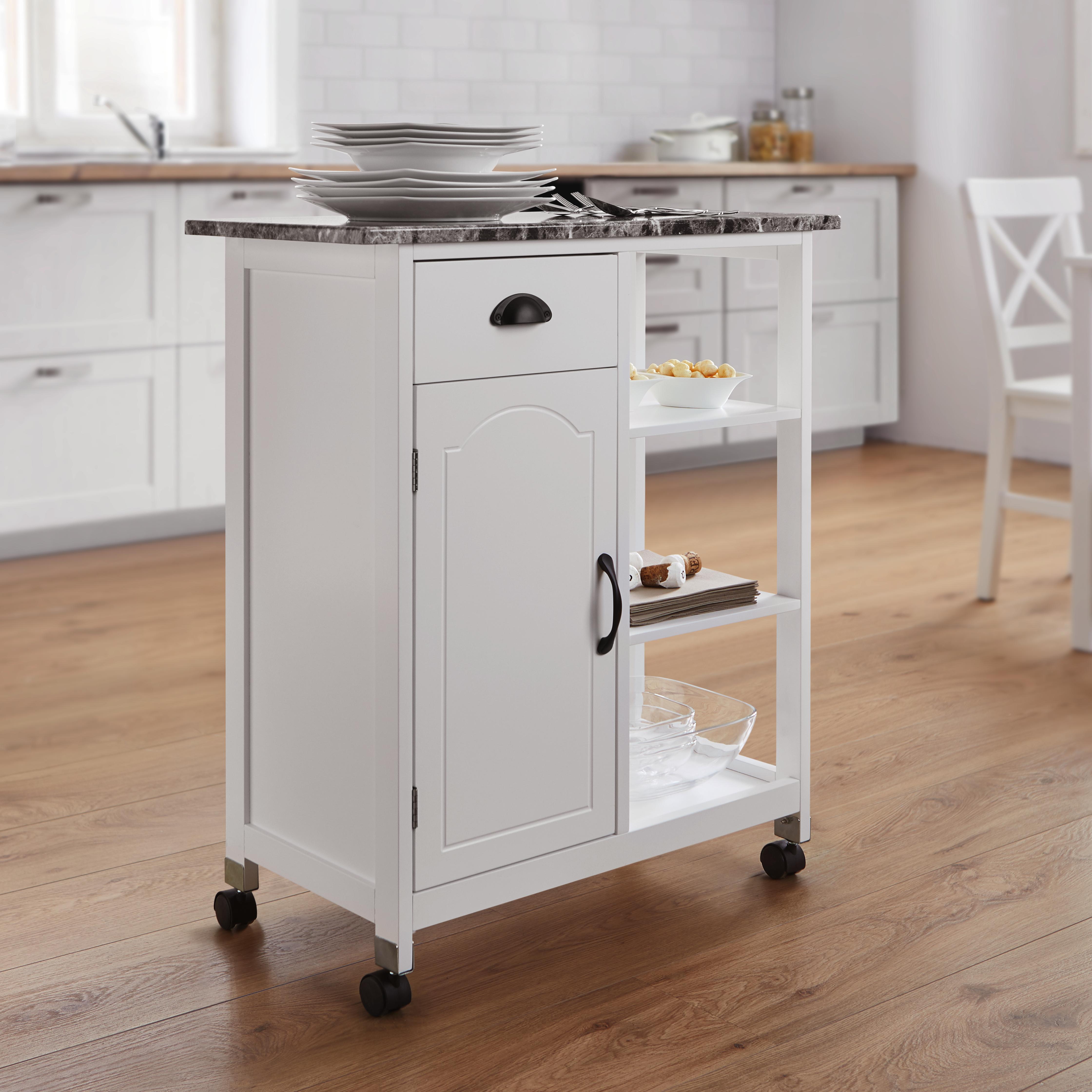 Servierwagen in Weiß 'Finlay' - Weiß, MODERN (71/85/35cm) - Bessagi Home