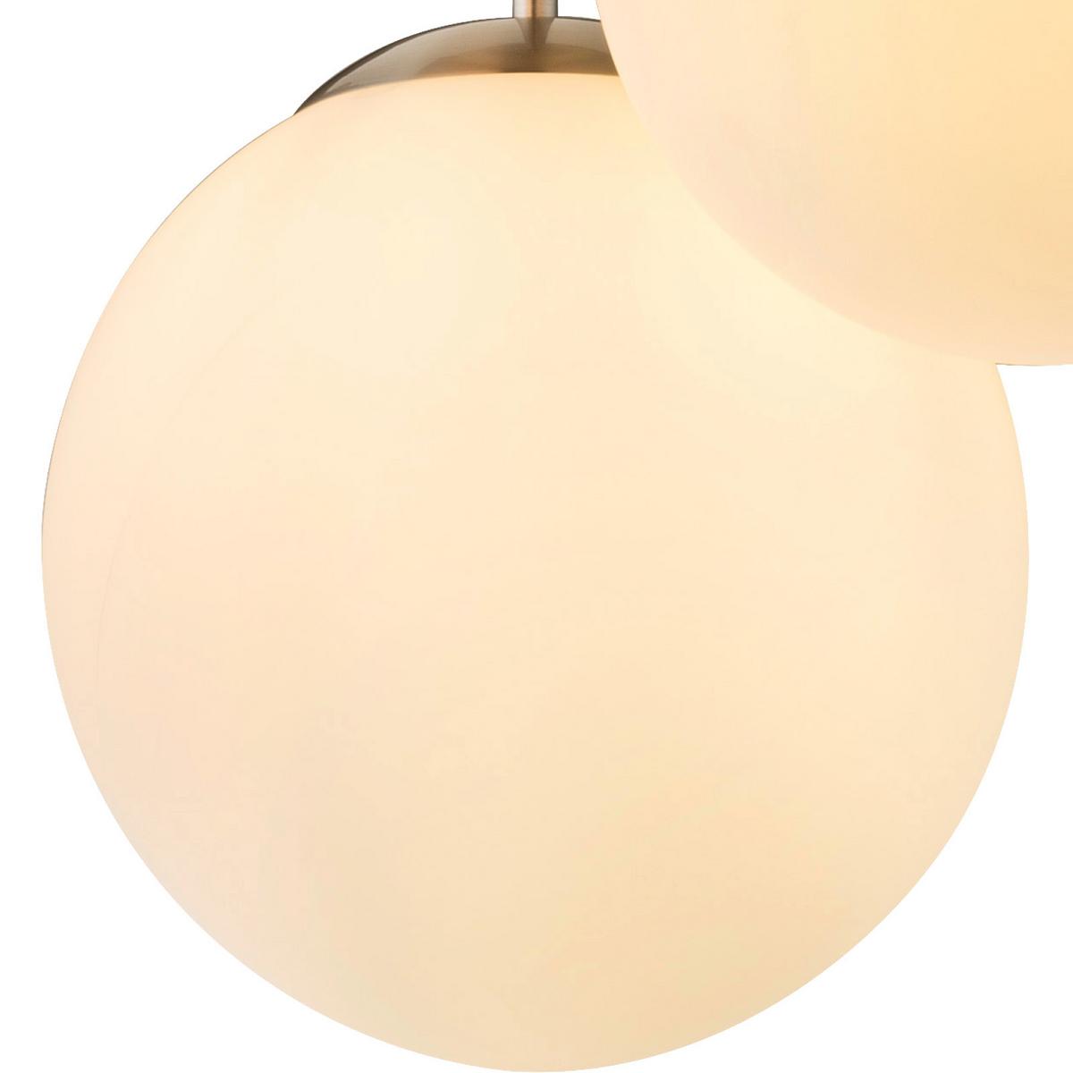 DECKENLEUCHTE JOEL D: 47 CM WEISS - Weiss/Nickelfarben, Basics, Glas/Metall (47/44cm) - Globo