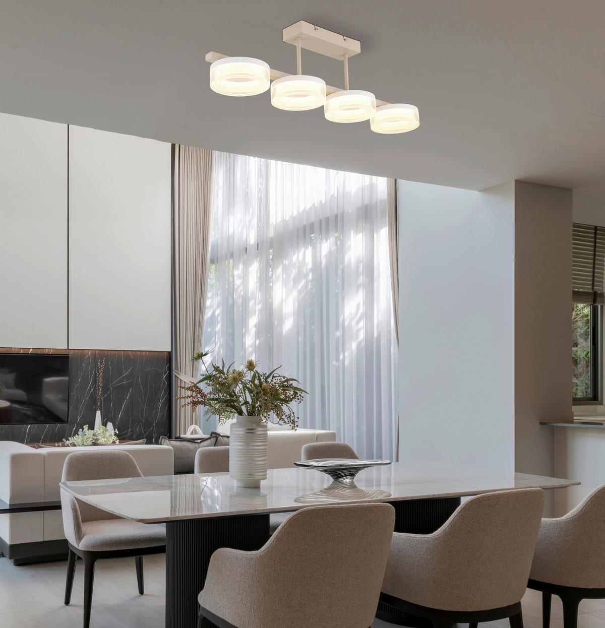 Led Stropna Svjetiljka Zara - bijela/boje pijeska, Design, metal/plastika (67/13/19,5cm) - Globo