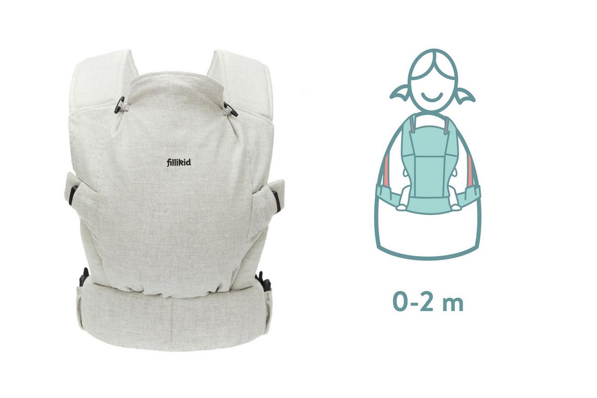 NOSIDEŁKO MC02-17 NATURAL - jasnoszary, Basics, tkanina (37/34cm) - Fillikid