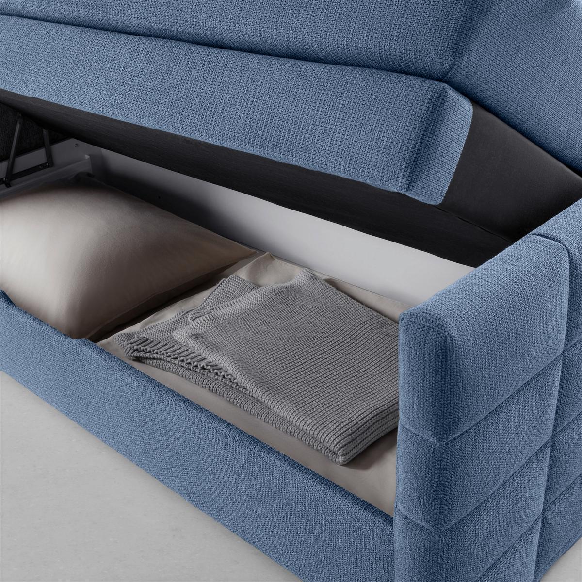 Boxspringbett Damon Blau ca. 180x200cm - Blau/Schwarz, KONVENTIONELL, Kunststoff/Textil (180/200cm) - Mömax