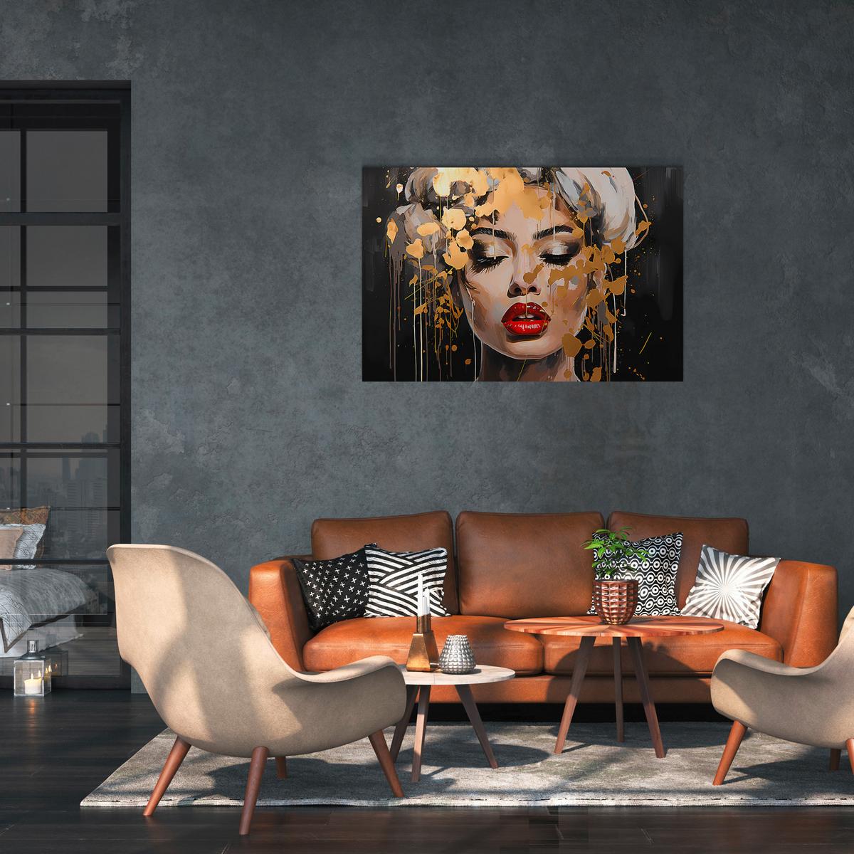 Tablou Silver cca. 120x80 cm - argintiu/negru, textil/material pe bază de lemn (120/80cm) - Premium Living