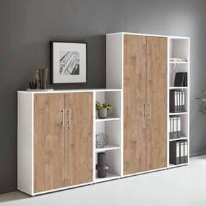 Aktenschrank Office Edition Sw Set 4 Weiß/Eichefarben - Eichefarben/Weiß, MODERN, Holzwerkstoff (257/186/33cm) - MID.YOU