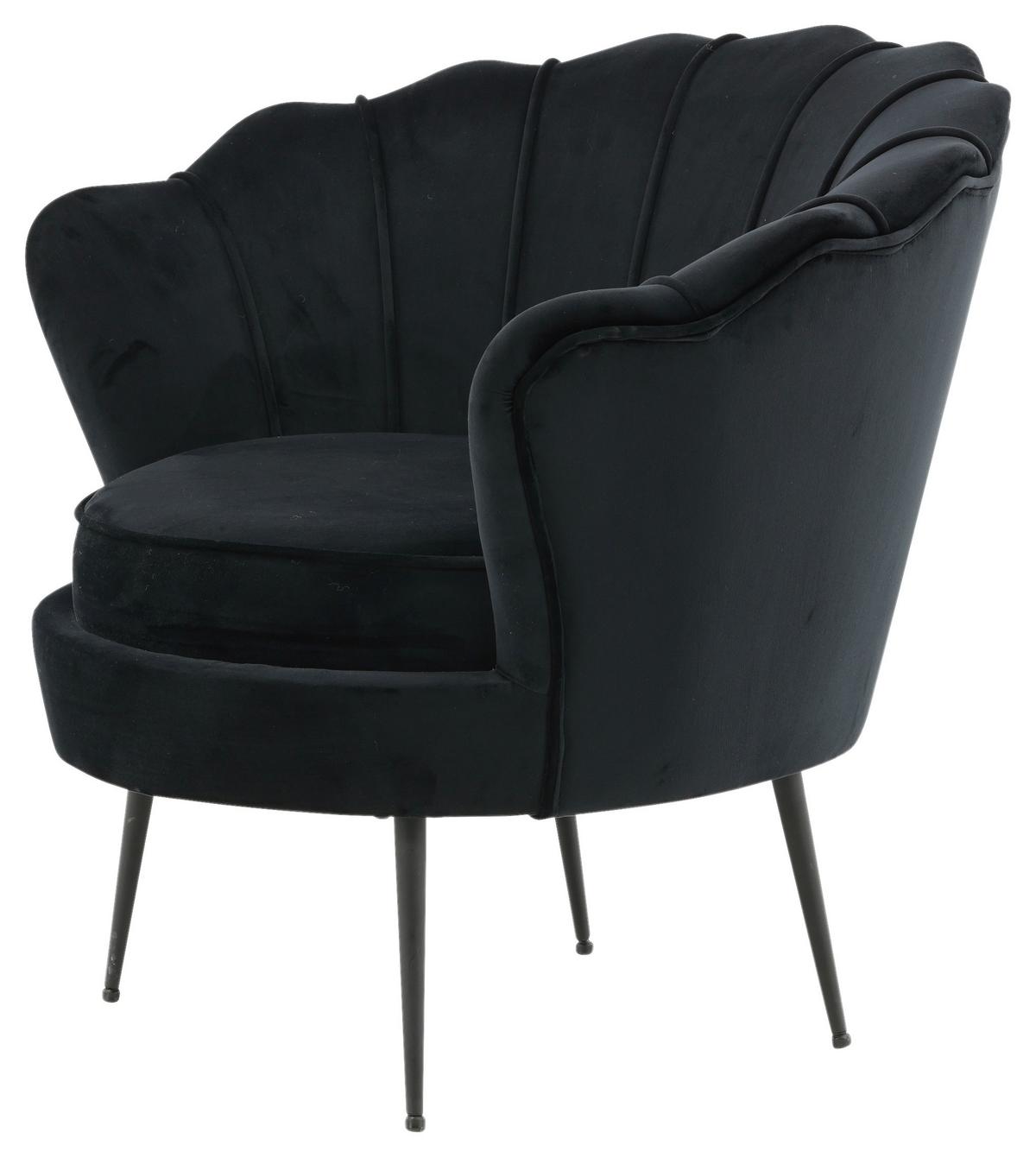 Sessel Calais ca. 83x76 cm Schwarz Samt - Schwarz, Design, Textil/Metall (83/76/77cm) - Livetastic