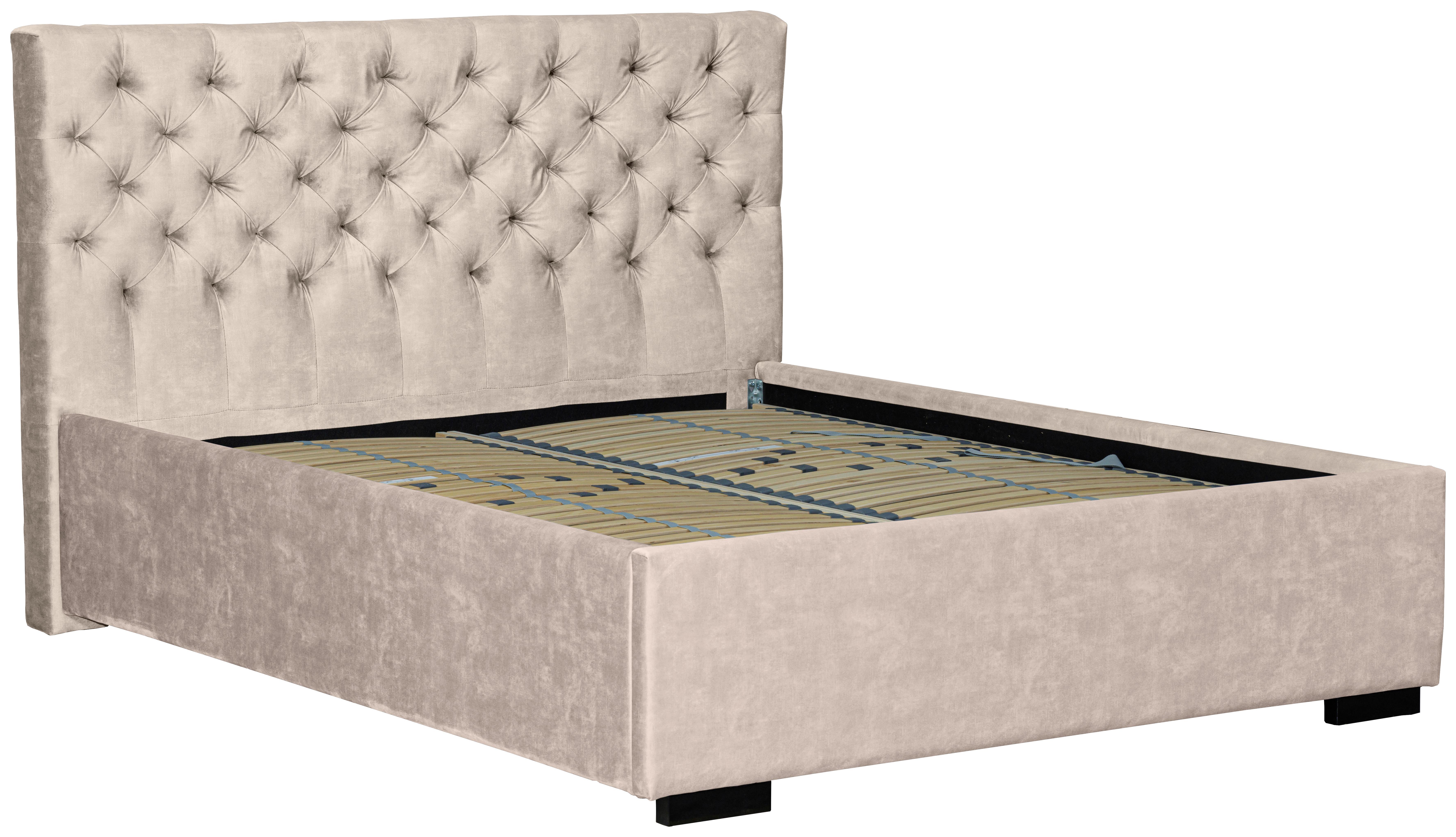 Oblazinjena Postelja Miami Storage, 160x200, Krem - črna/krem barve, Design, tekstil/les (160/200cm) - Modern Living