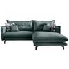 Wohnlandschaft Lava Hellblau Velours - Türkis/Schwarz, MODERN, Textil/Metall (255/180cm) - Livetastic