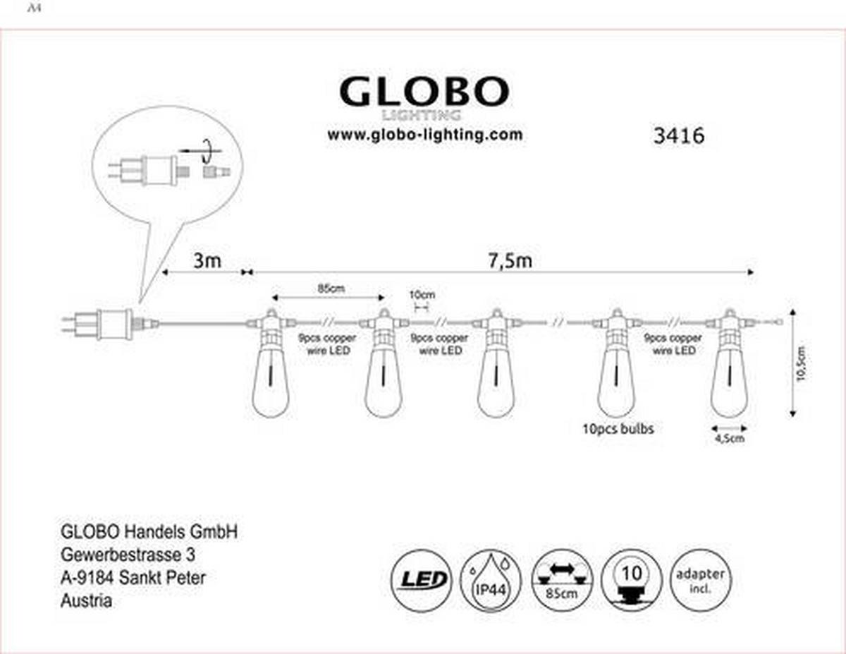 Svetlobna Girlanda Ella - črna/prozorno, Basics, umetna masa (1050/4,5/10,5cm) - Globo