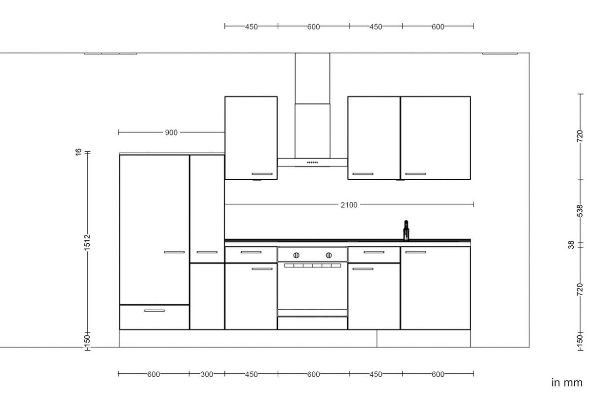 Küchenblock Easytouch m. Geräten Dunkelgrün - Dunkelgrün/Eichefarben, MODERN, Holzwerkstoff/Metall (300cm) - Nobilia