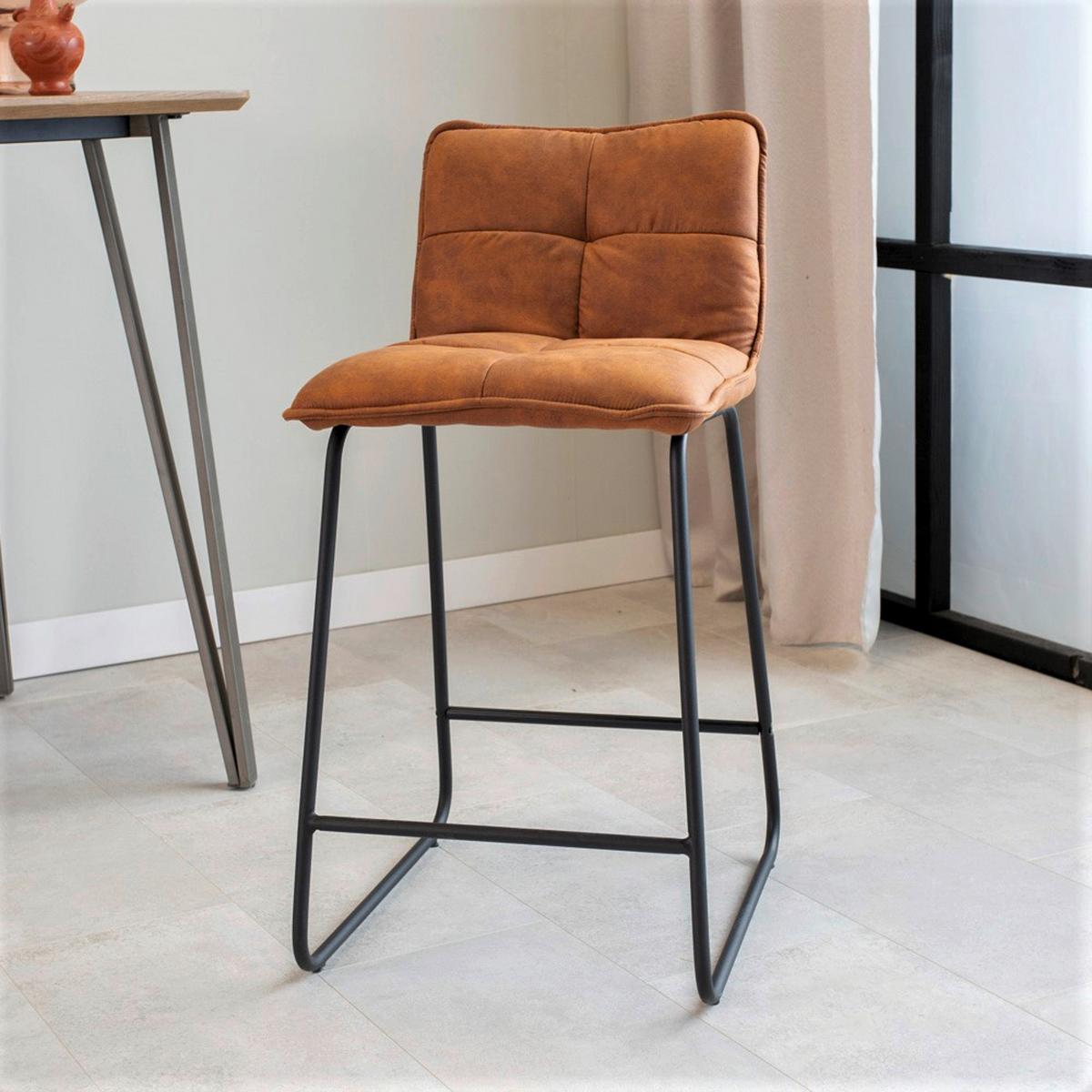 Barhocker-Set Jeremy 2er-Set ca. 44x87 cm Cognac - Cognac/Schwarz, KONVENTIONELL, Textil/Metall (44/87/50cm) - MID.YOU